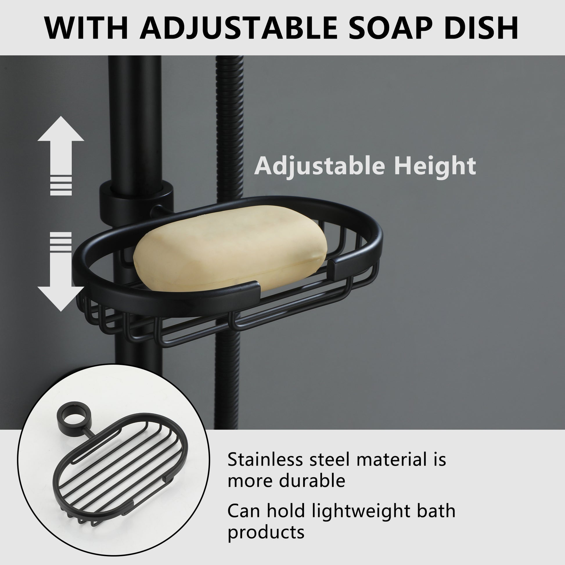 9.63-inch Exposed Shower System with Shower Valve & Soap Dish