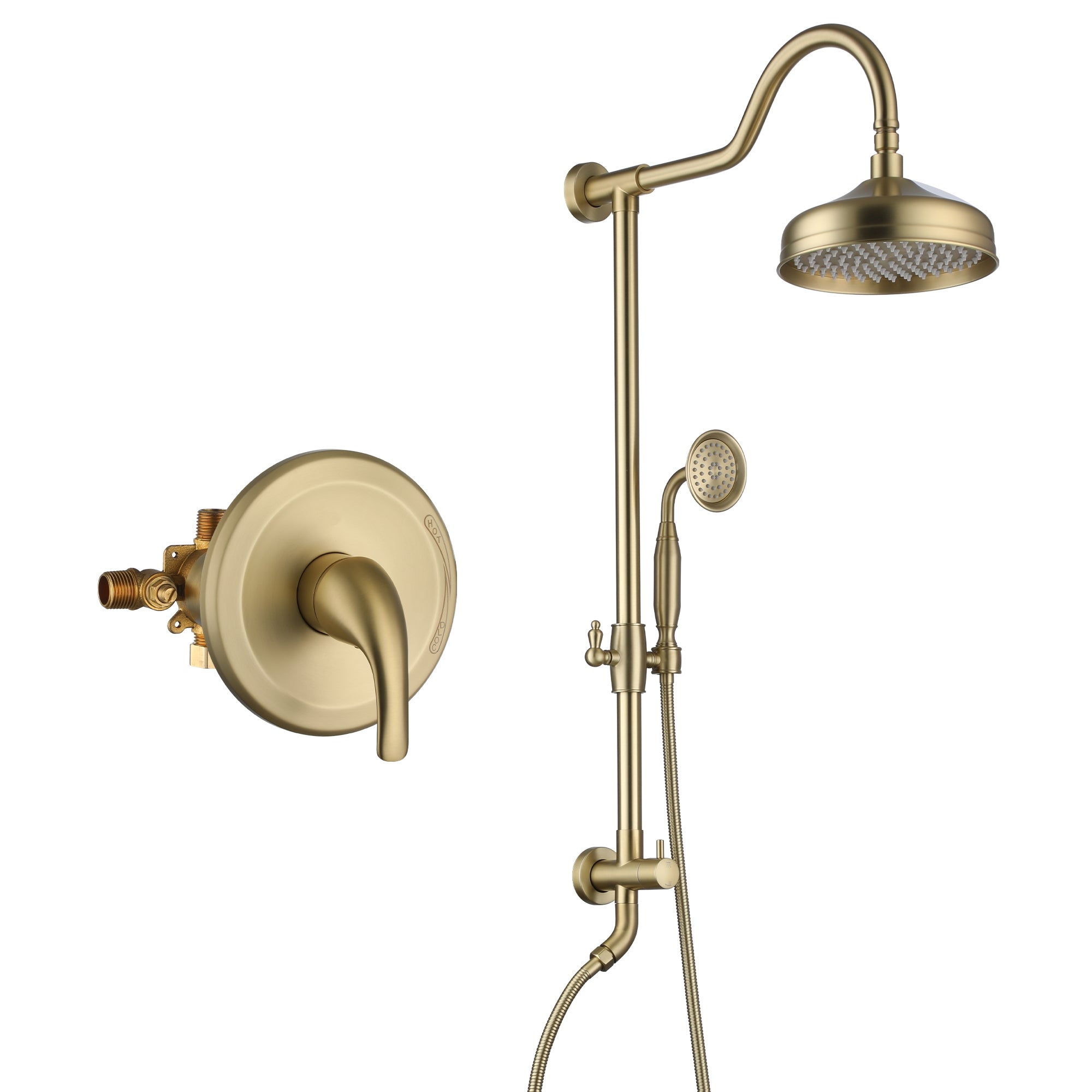 8-inch 2-Function Exposed Pipe Shower System with Shower Valve