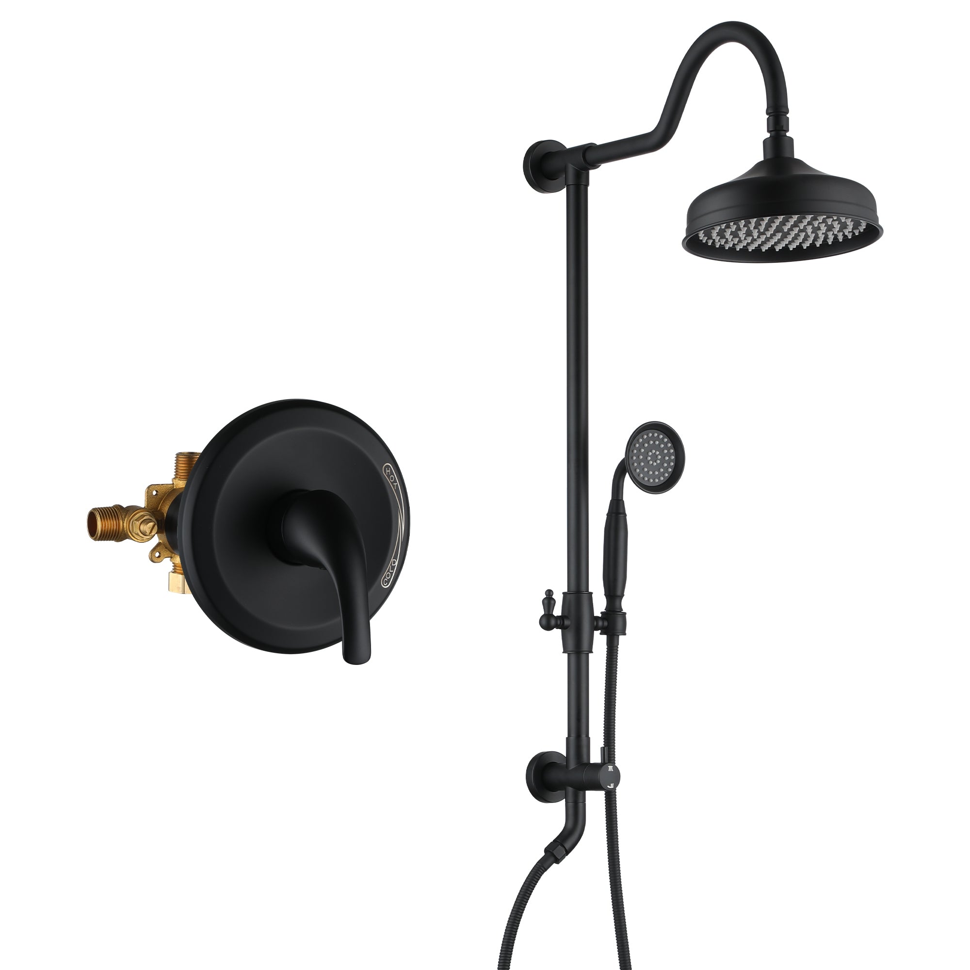 8-inch 2-Function Exposed Pipe Shower System with Shower Valve