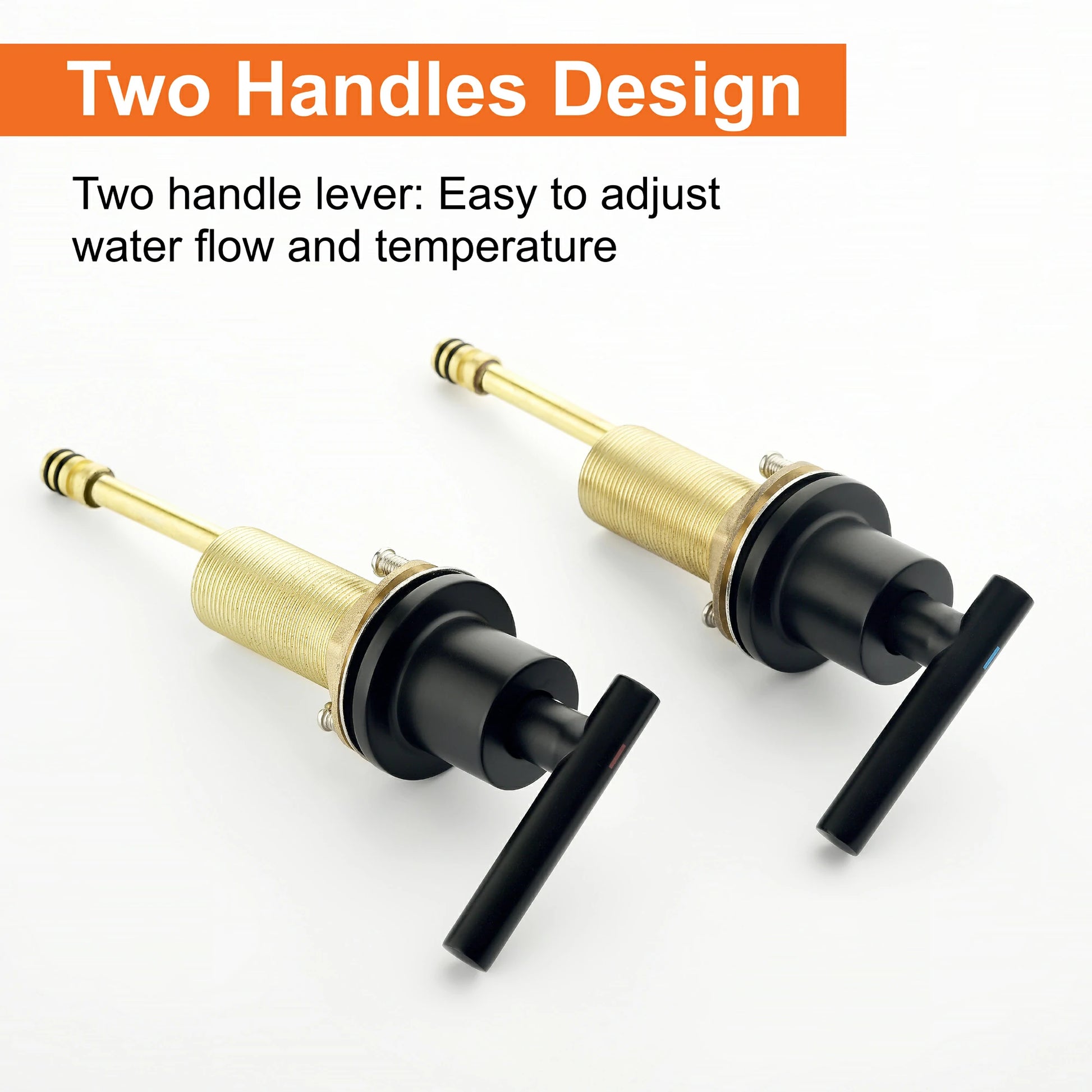 Matte Black 3 Hole Bathroom Faucet with Two Handles, Quick Connect Hose and Pop-Up Drain