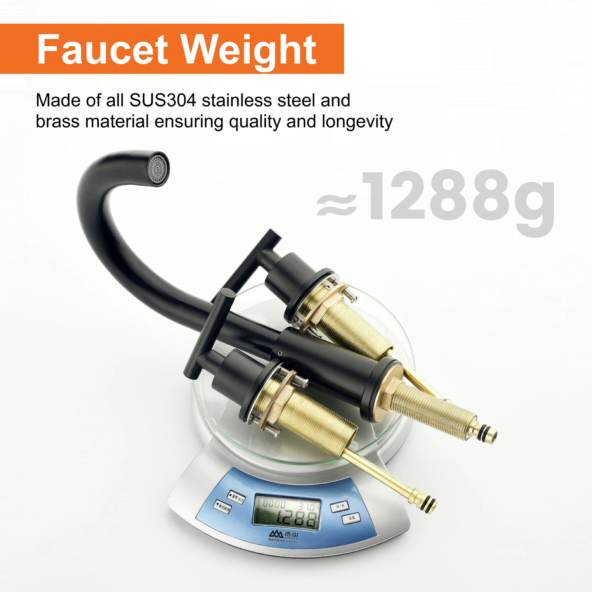 Matte Black 3 Hole Bathroom Faucet with Two Handles, Quick Connect Hose and Pop-Up Drain