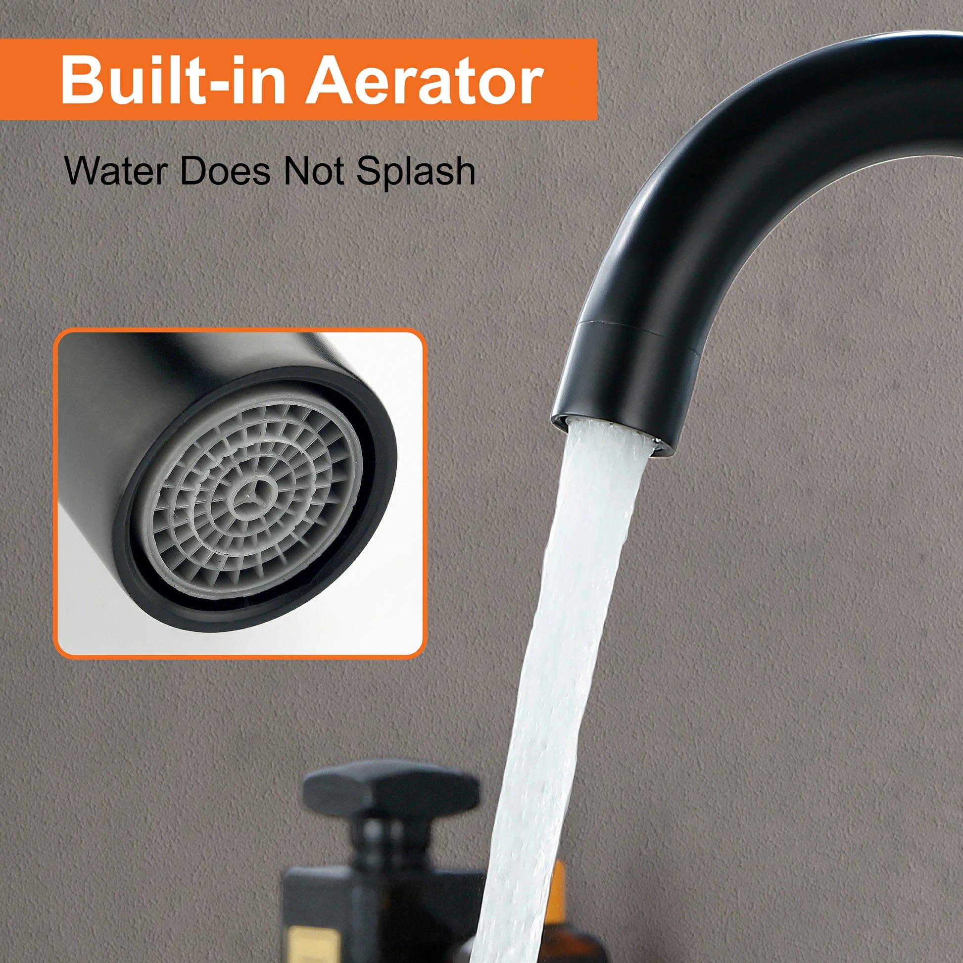 Matte Black 3 Hole Bathroom Faucet with Two Handles, Quick Connect Hose and Pop-Up Drain