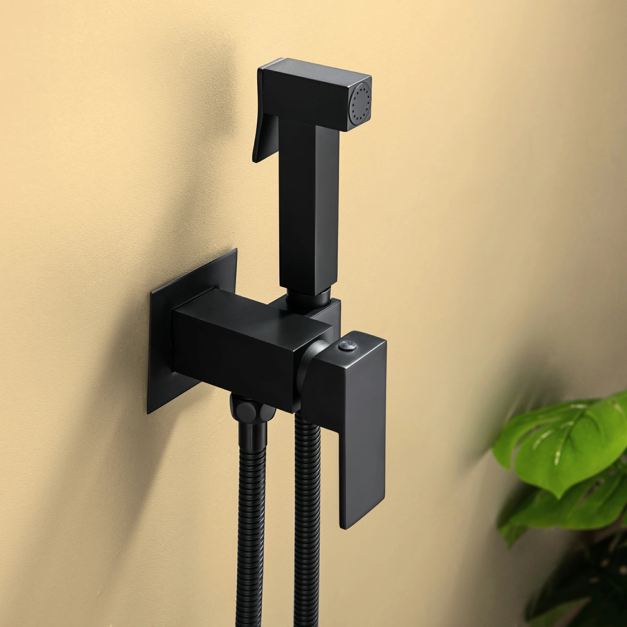 Matte Black Handheld Bidet Sprayer with Solid Brass Rough-In Valve and Adjustable Water Pressure