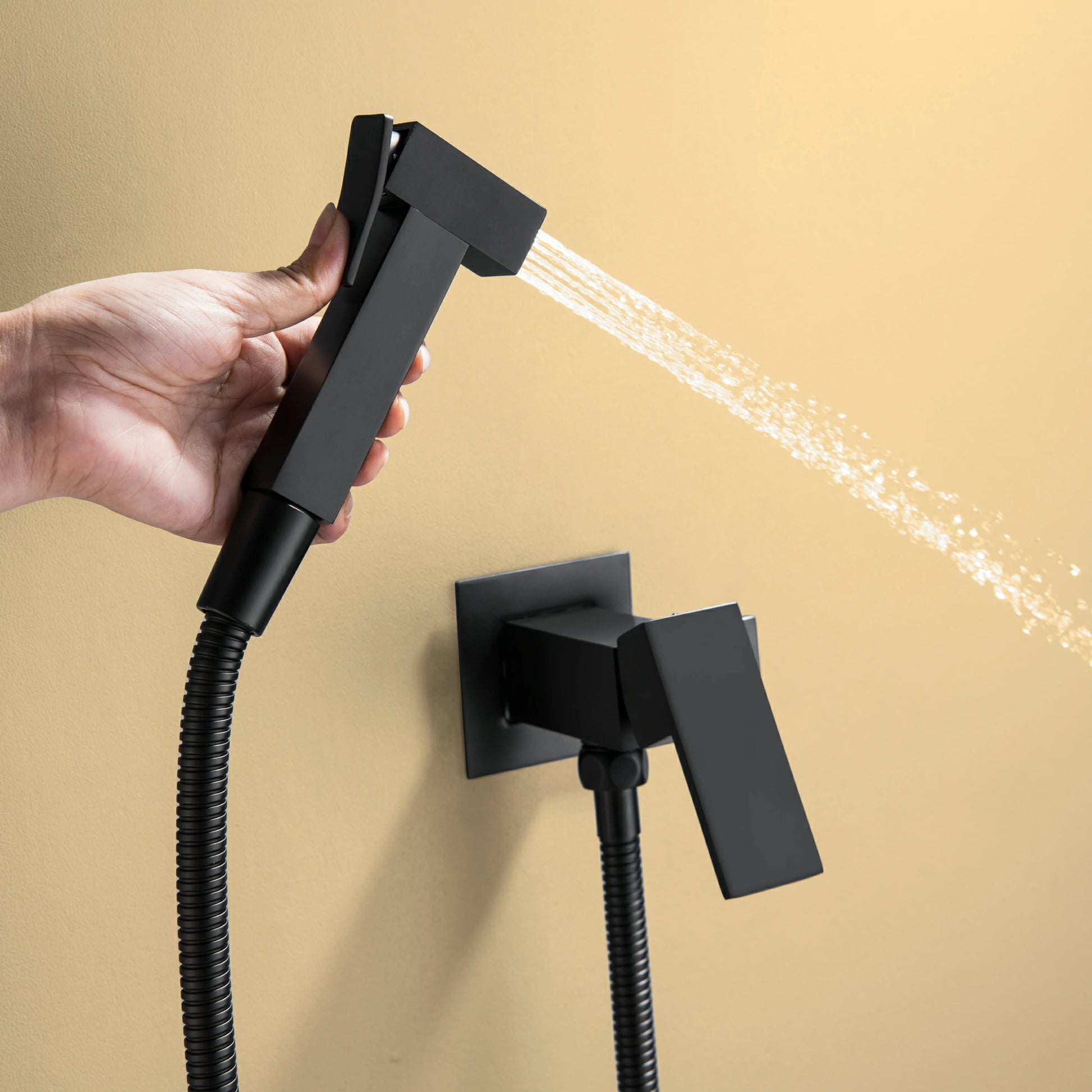Matte Black Handheld Bidet Sprayer with Solid Brass Rough-In Valve and Adjustable Water Pressure