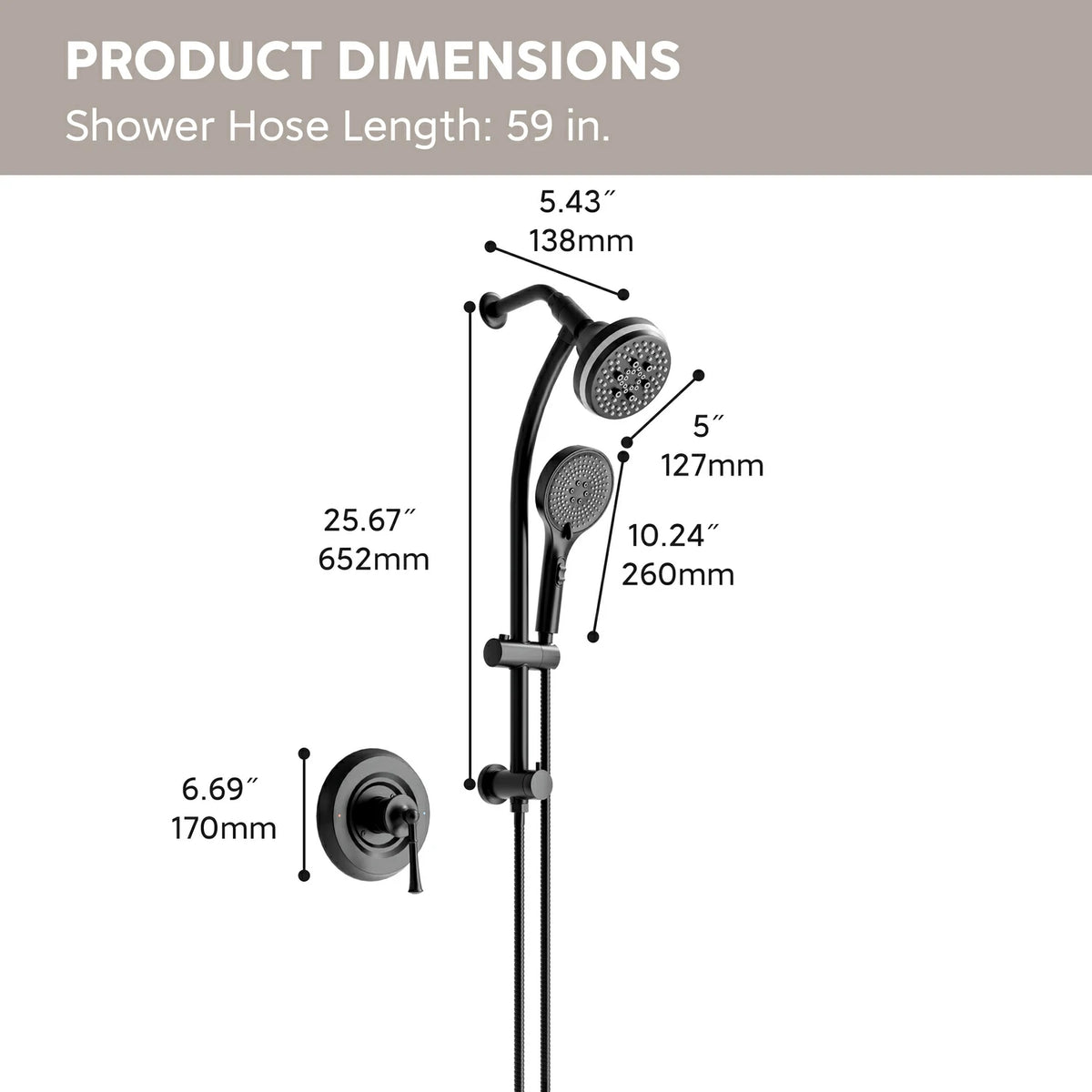 Modern 4 Inch 4 Function Rain Shower Head with Handheld Shower