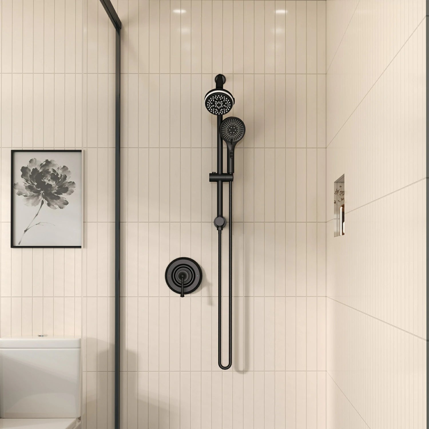 Modern 4 Inch 4 Function Rain Shower Head with Handheld Shower