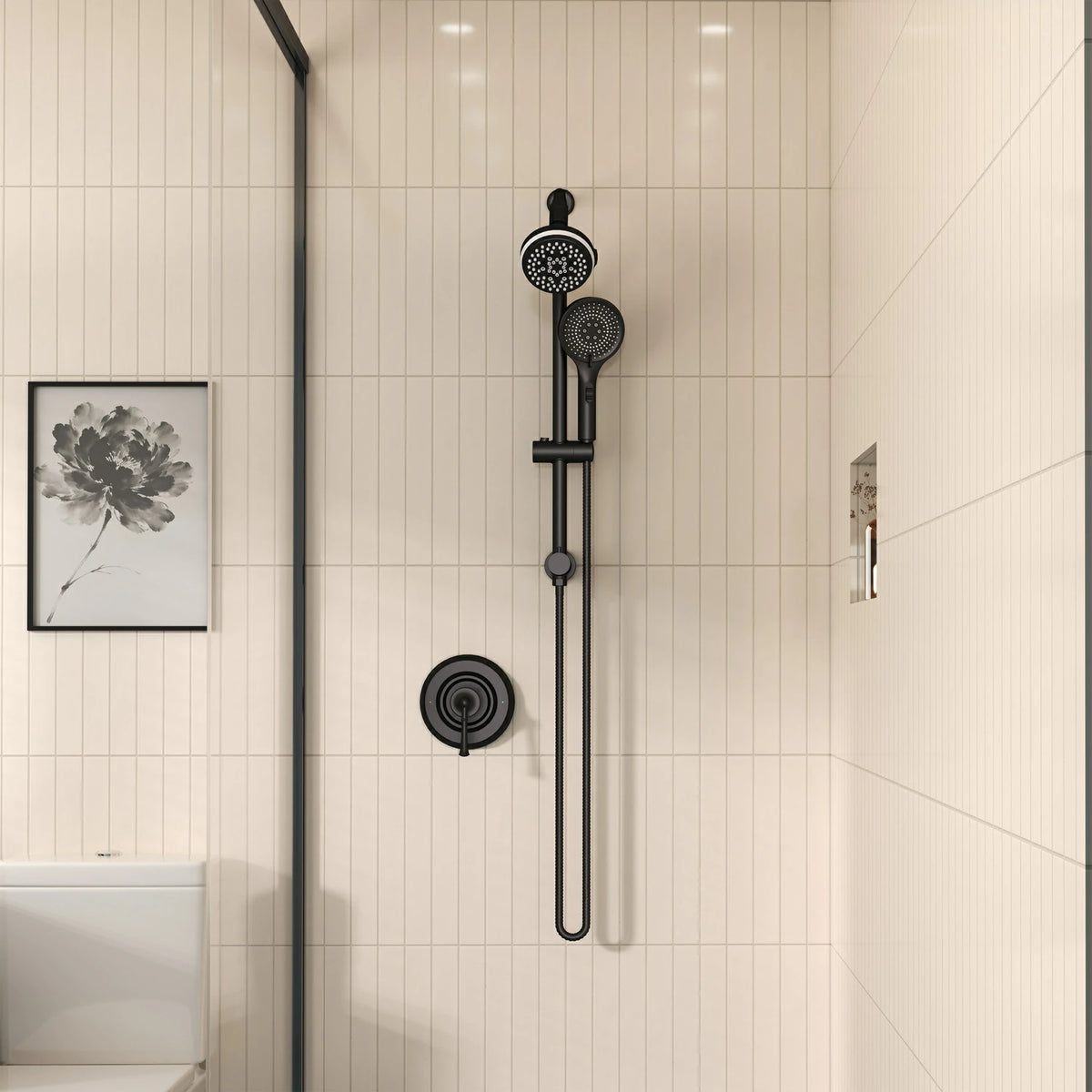 Modern 4 Inch 4 Function Rain Shower Head with Handheld Shower