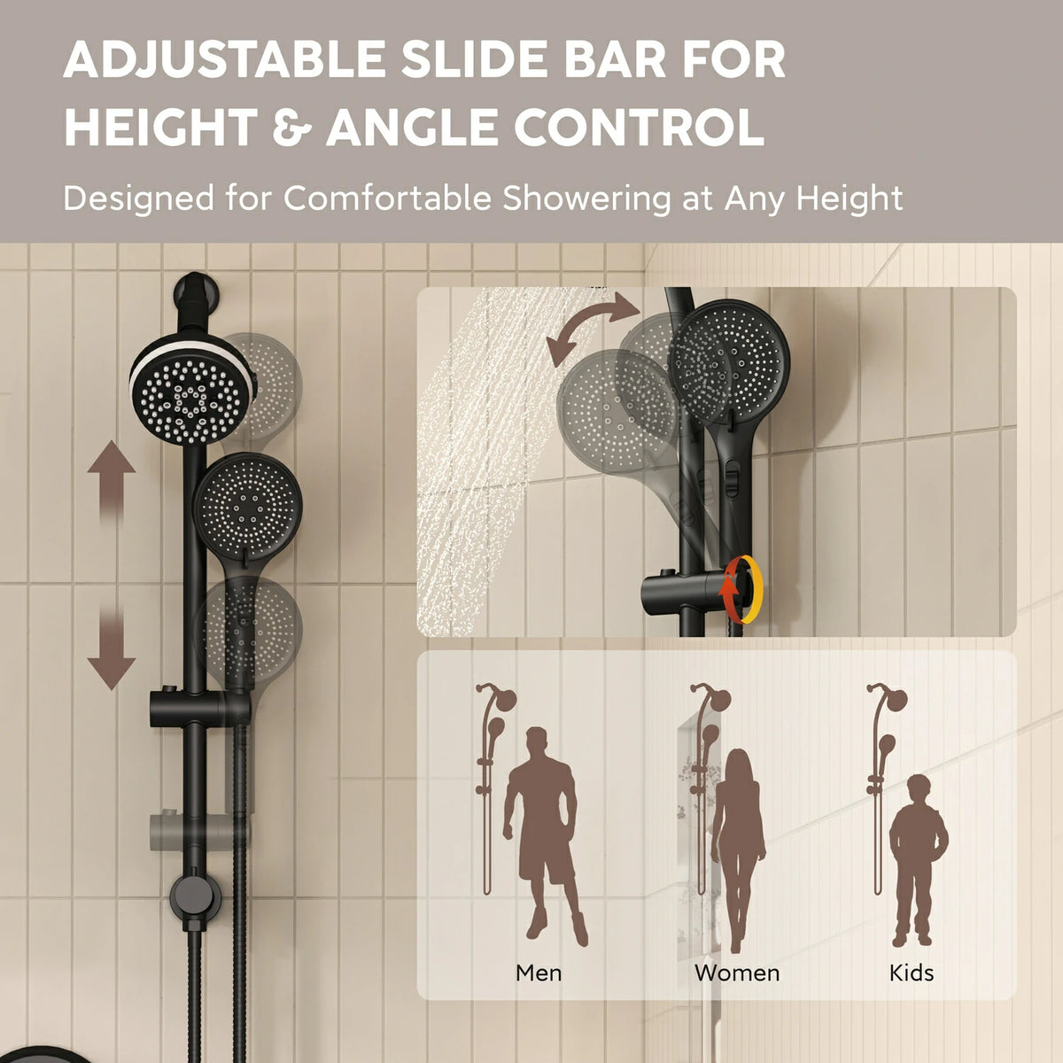Modern 4 Inch 4 Function Rain Shower Head with Handheld Shower