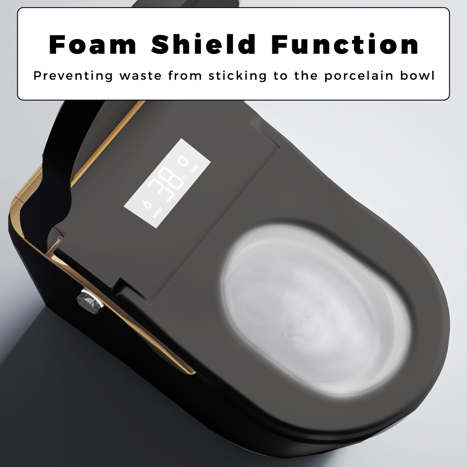 Modern Smart Toilet With Bidet, Auto Flush,  Warm Water and Dry, Heated Seat, Foam Shield Function Matte Black