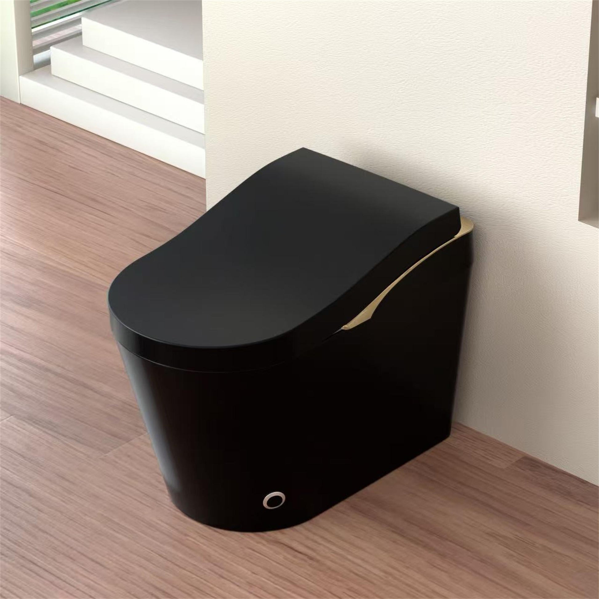 Modern Smart Toilet With Bidet, Auto Flush,  Warm Water and Dry, Heated Seat, Foam Shield Function Matte Black
