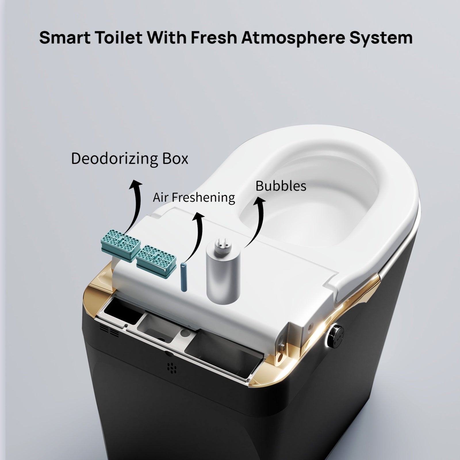 Modern Smart Toilet With Bidet, Auto Flush,  Warm Water and Dry, Heated Seat, Foam Shield Function Matte Black