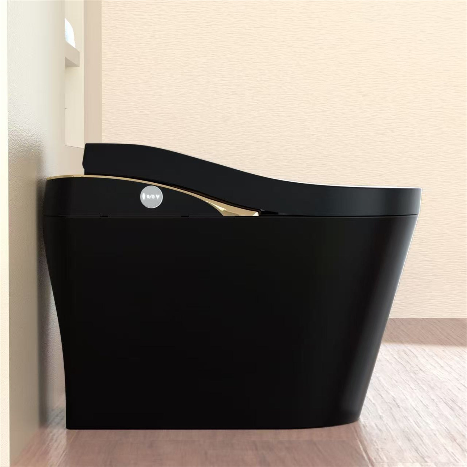 Modern Smart Toilet With Bidet, Auto Flush,  Warm Water and Dry, Heated Seat, Foam Shield Function Matte Black