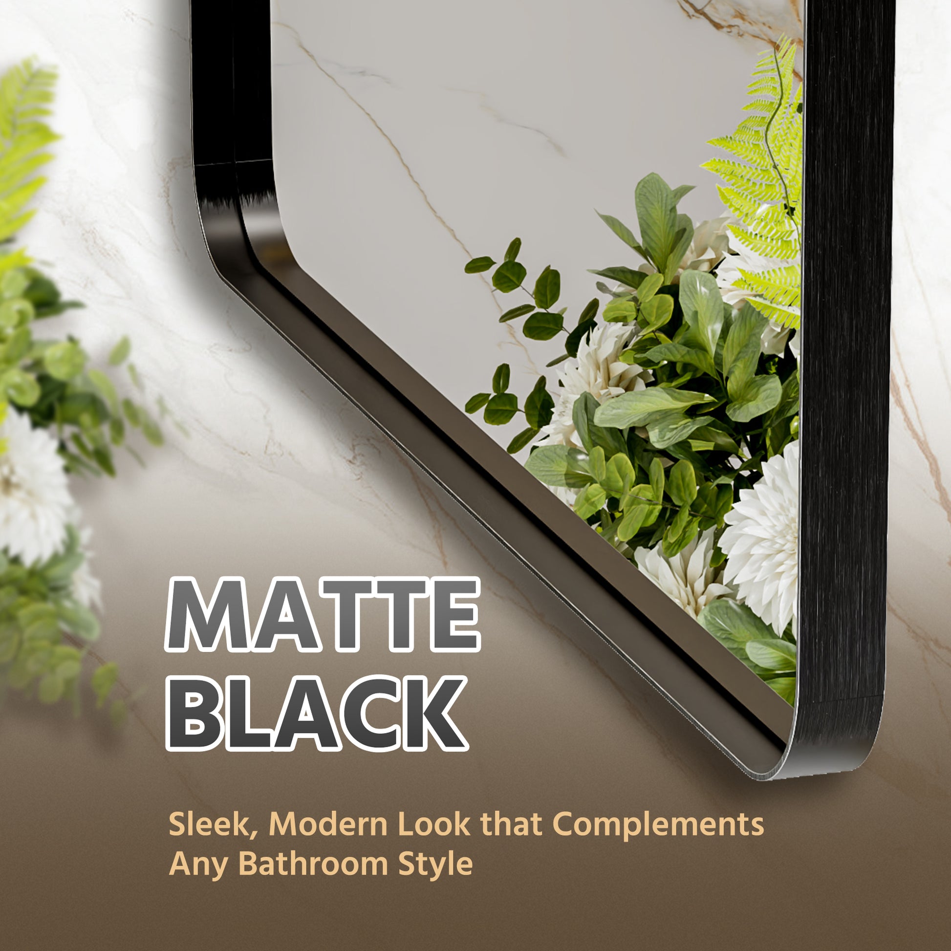 Modern Rectangular Beveled Framed Bathroom Mirror