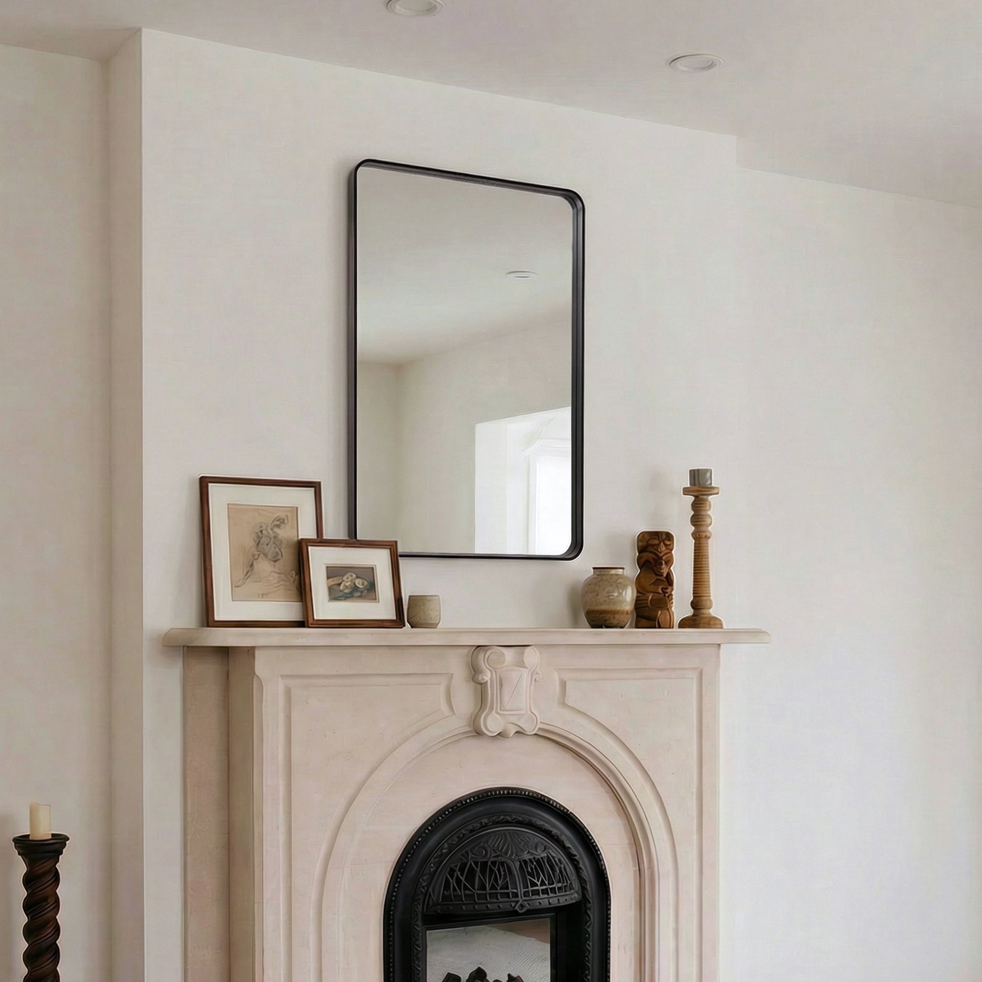 Modern Rectangular Beveled Framed Bathroom Mirror