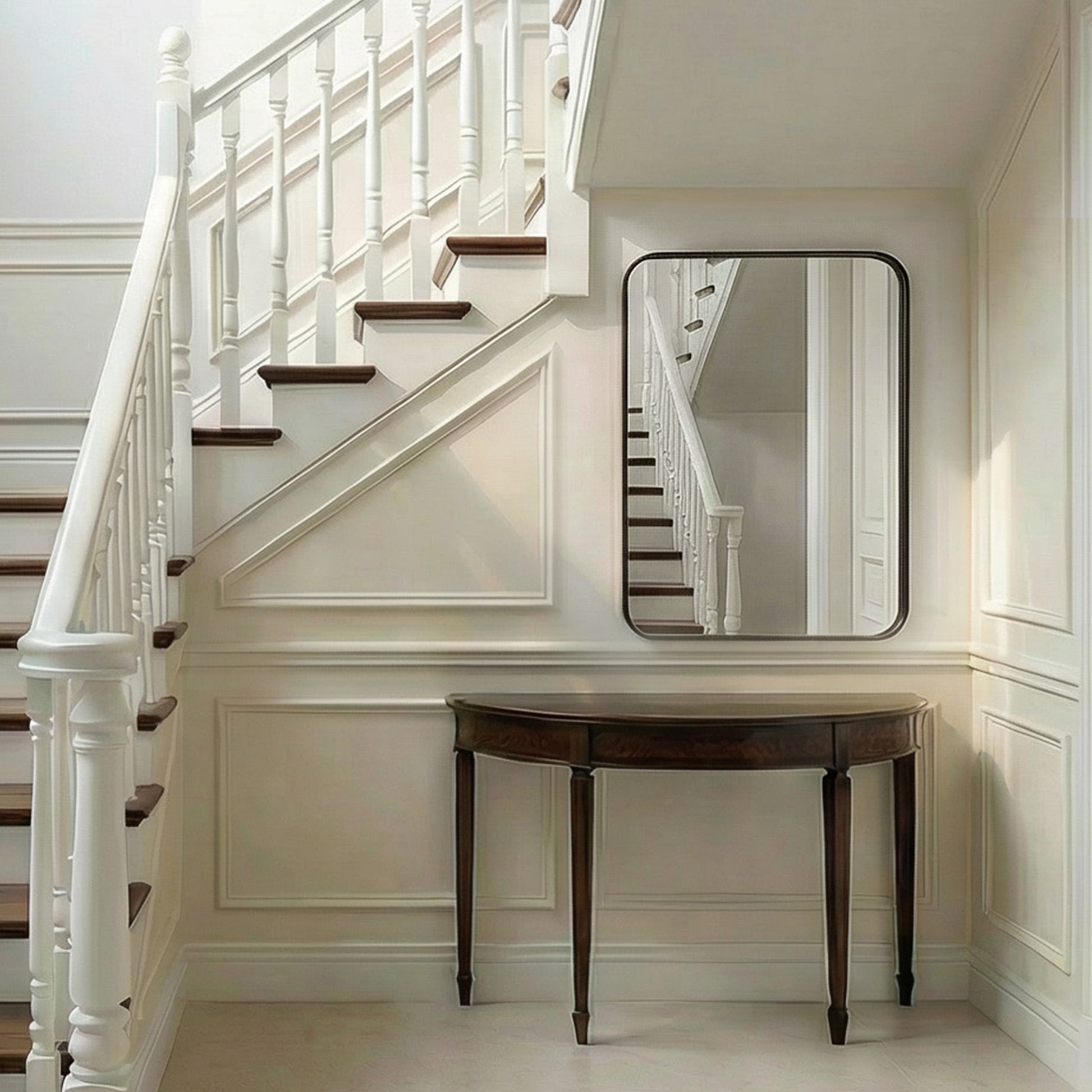 Modern Rectangular Beveled Framed Bathroom Mirror