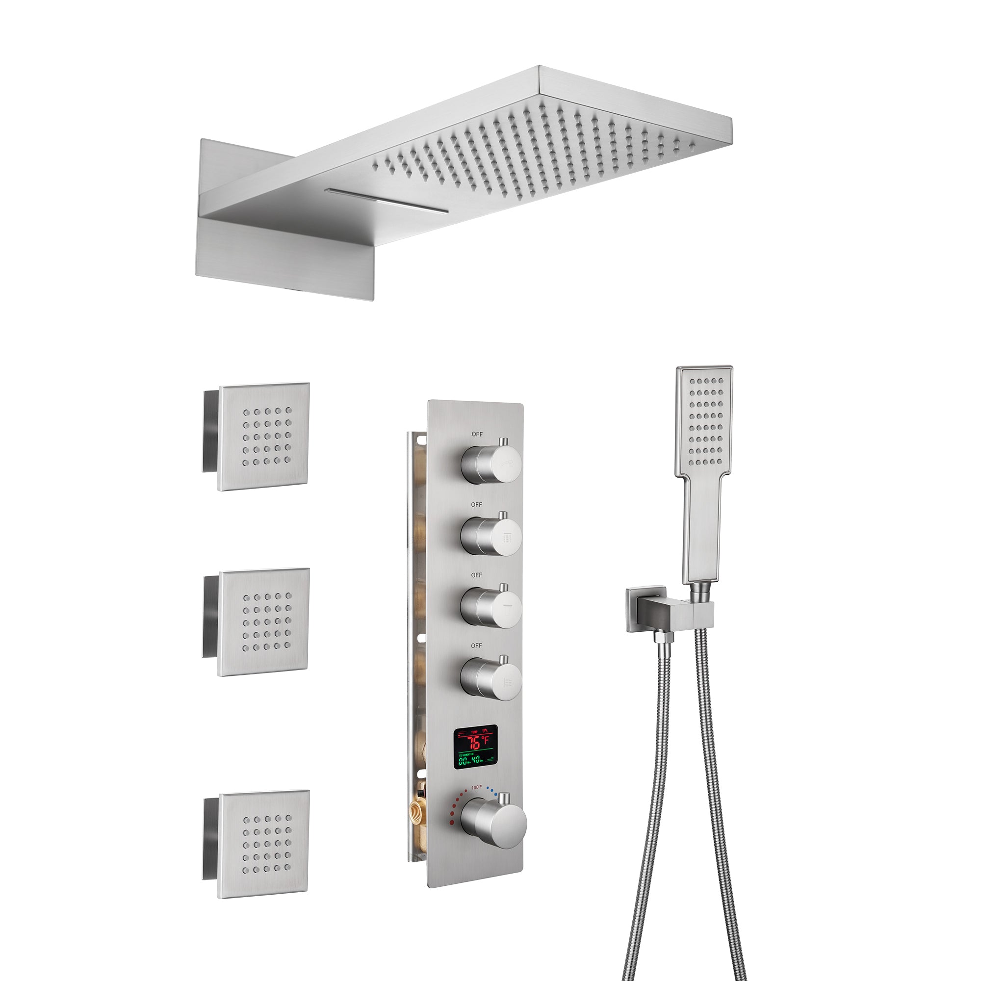 22" Luxury Thermostatic Shower System with Digital Temperature Display