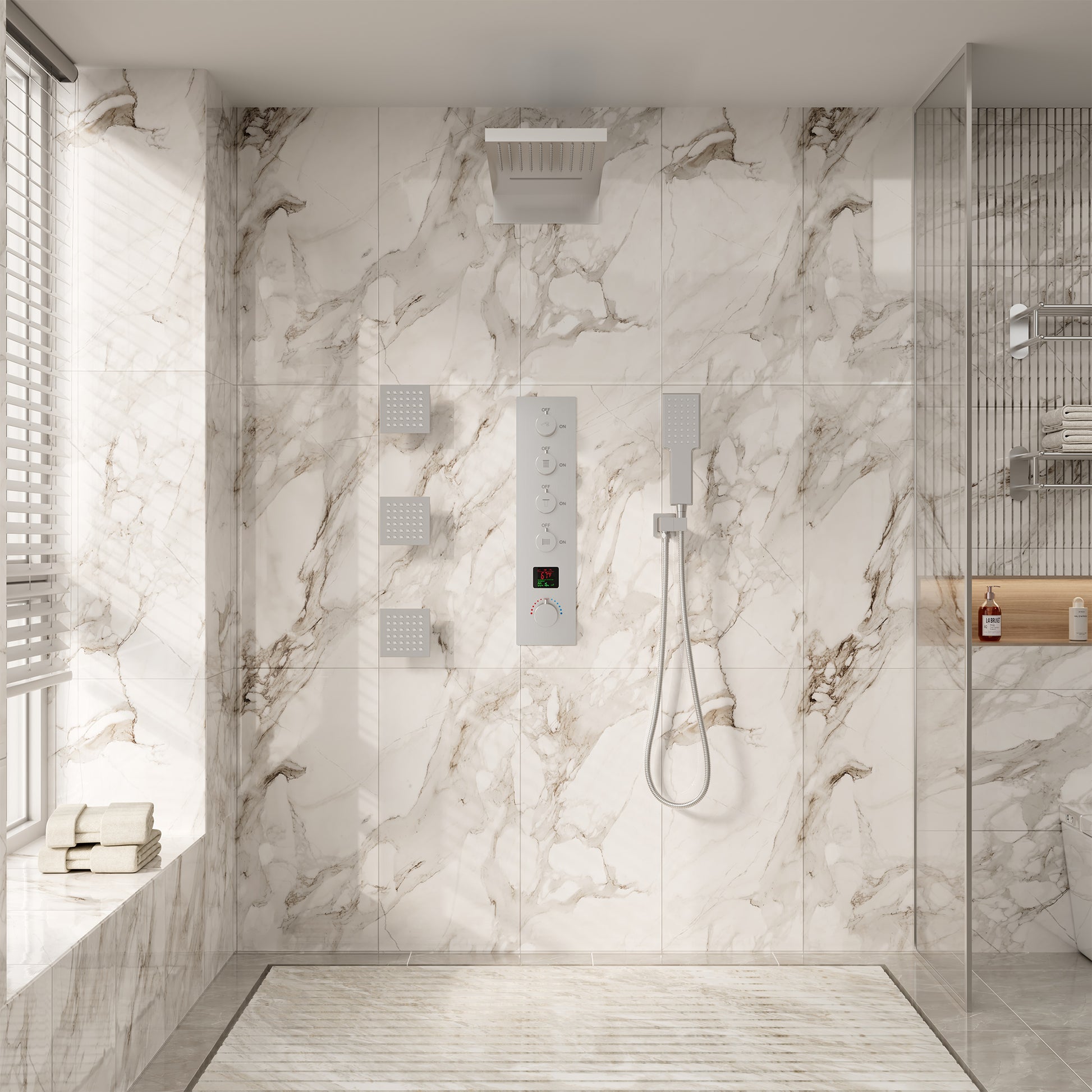 22" Luxury Thermostatic Shower System with Digital Temperature Display