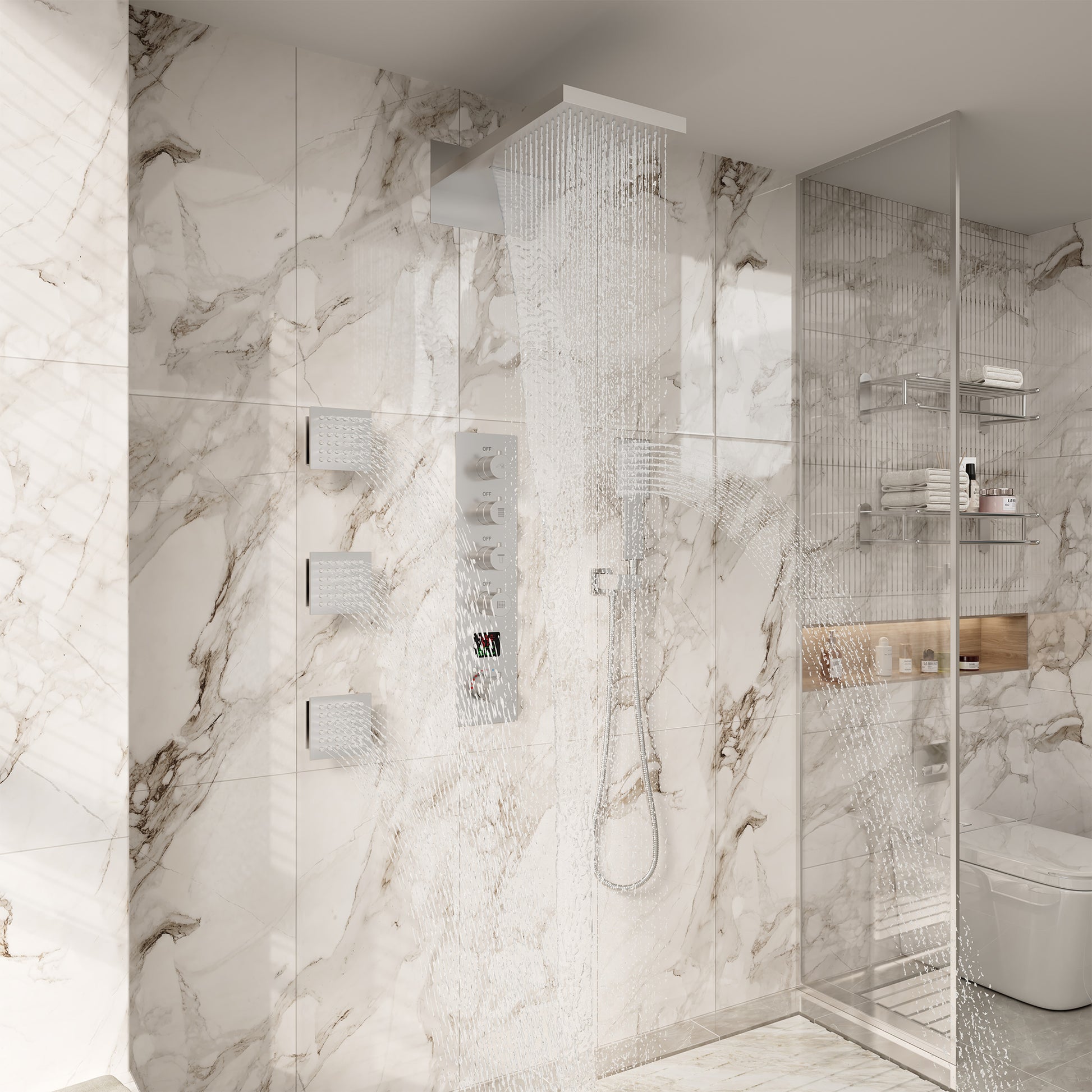 22" Luxury Thermostatic Shower System with Digital Temperature Display