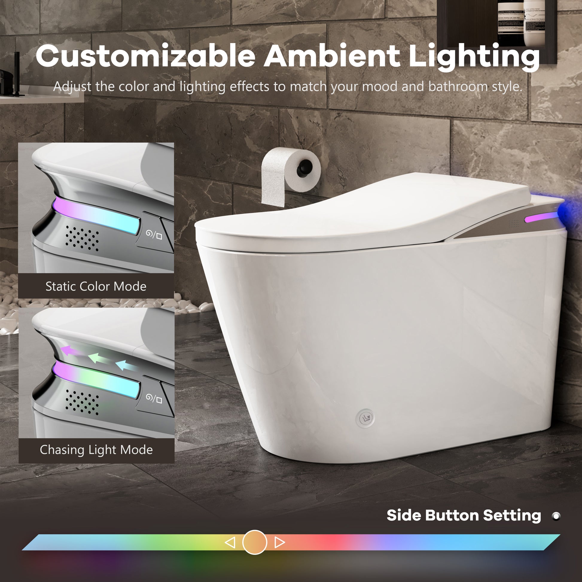 One-Piece Chair Height Elongated Smart Bidet Toilet with Auto Lid, Foam Shield Protection & Dual Flush