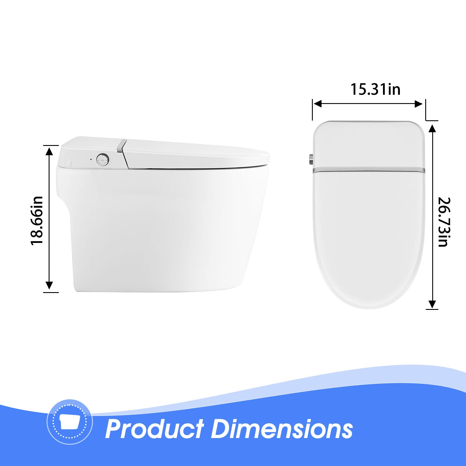 White Tankless Smart Toilet with Adjustable Sprayer and Self-Cleaning