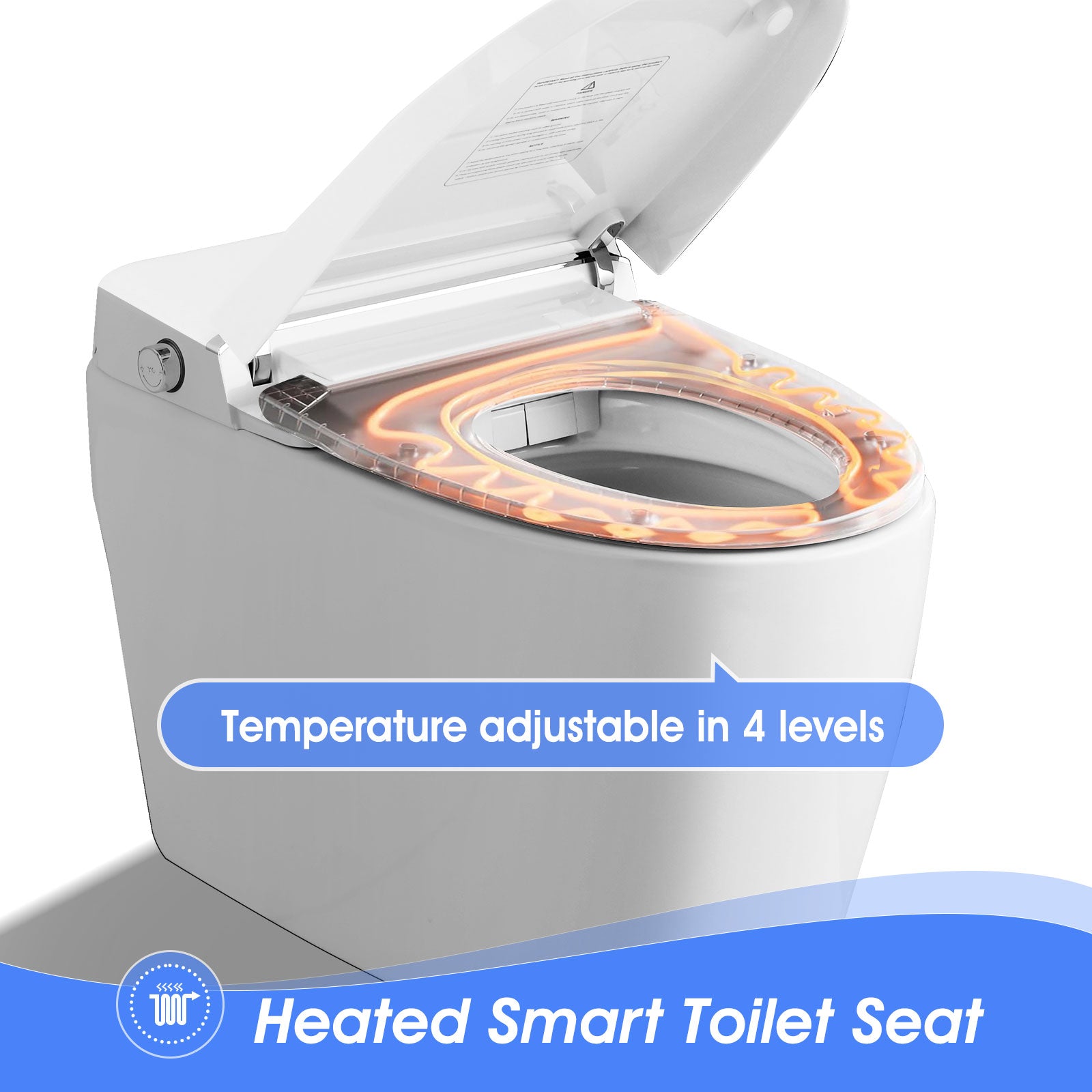 White Tankless Smart Toilet with Adjustable Sprayer and Self-Cleaning