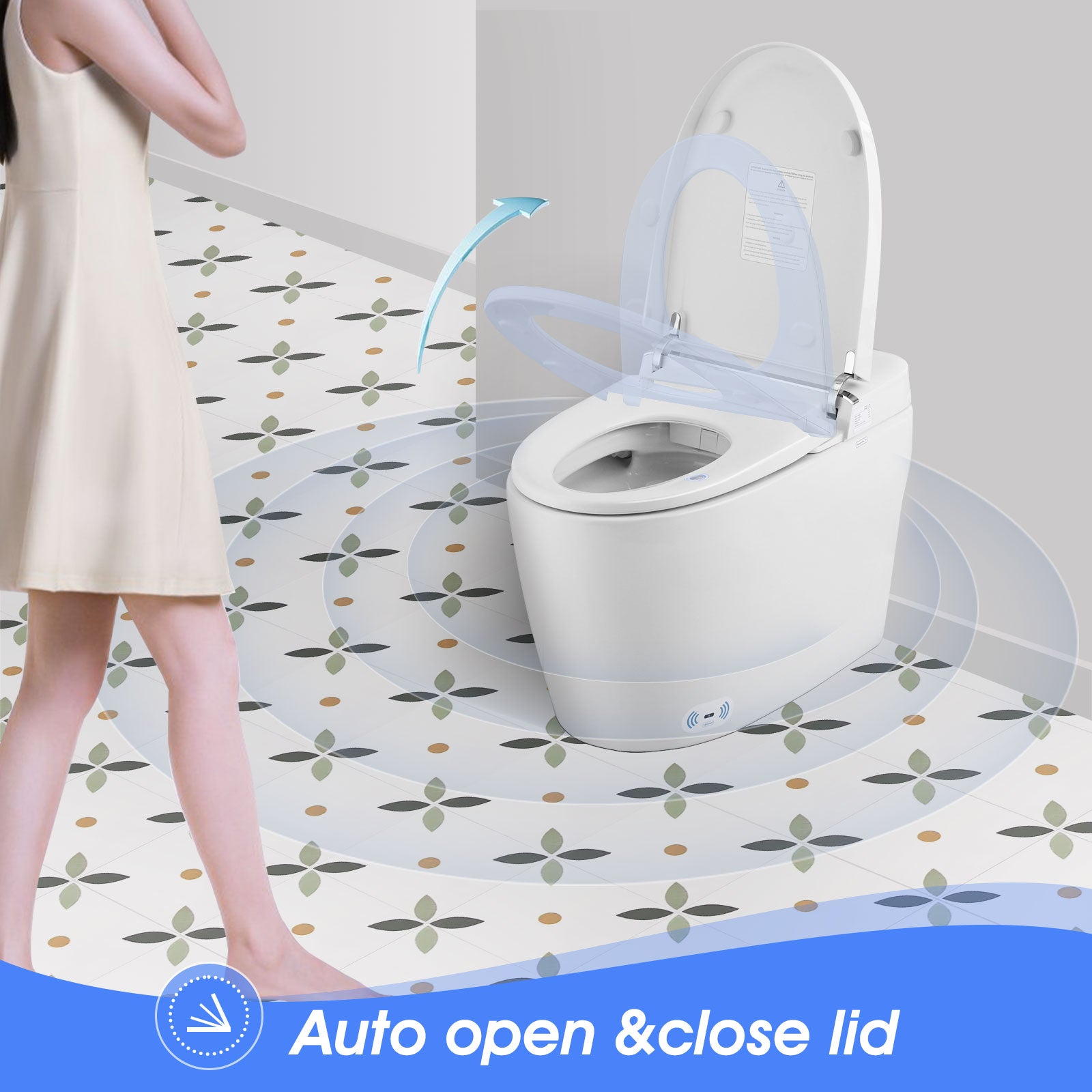 White Tankless Smart Toilet with Adjustable Sprayer and Self-Cleaning