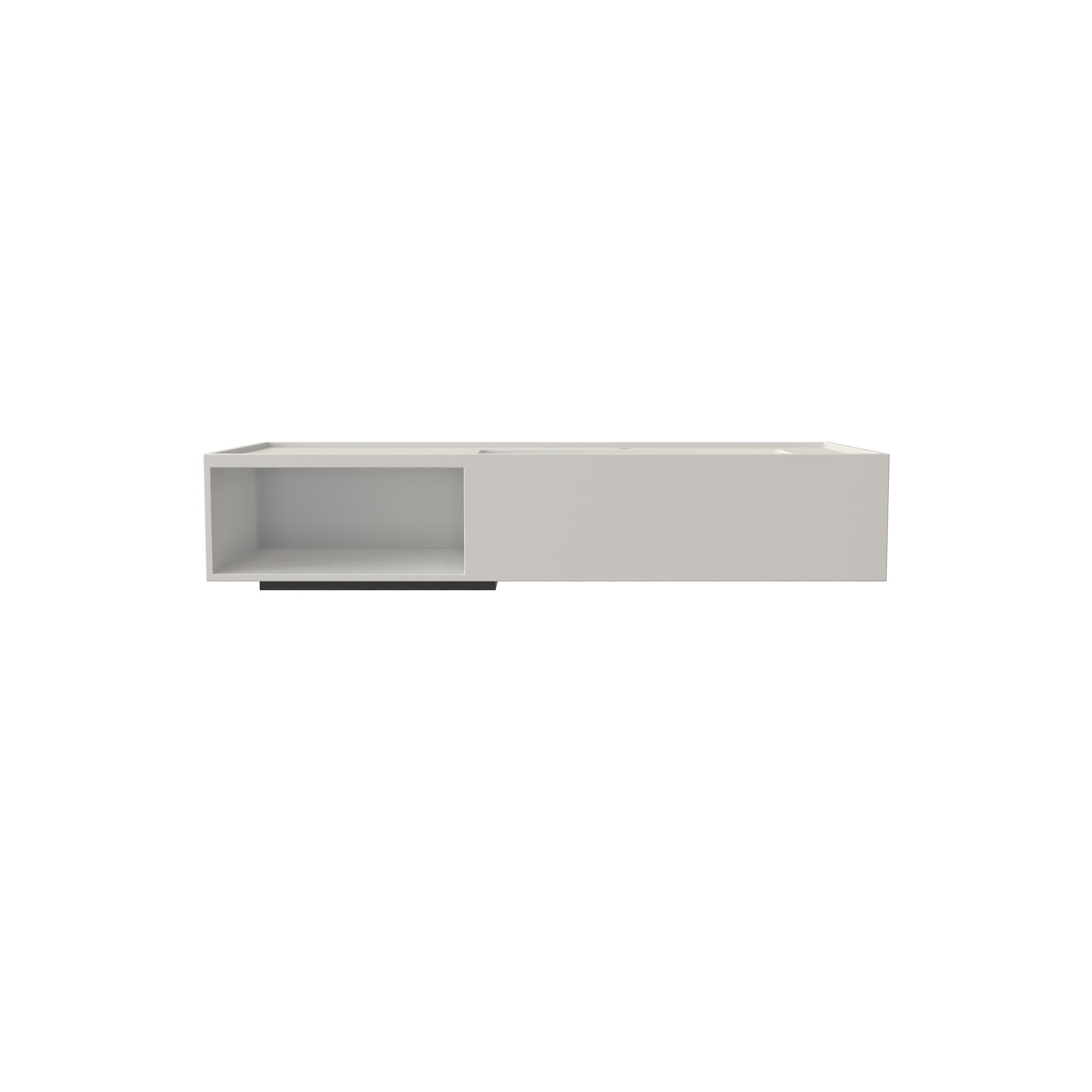 40-inch Solid Surface Wall-Mounted Bathroom Sink with Right Basin & Shelf