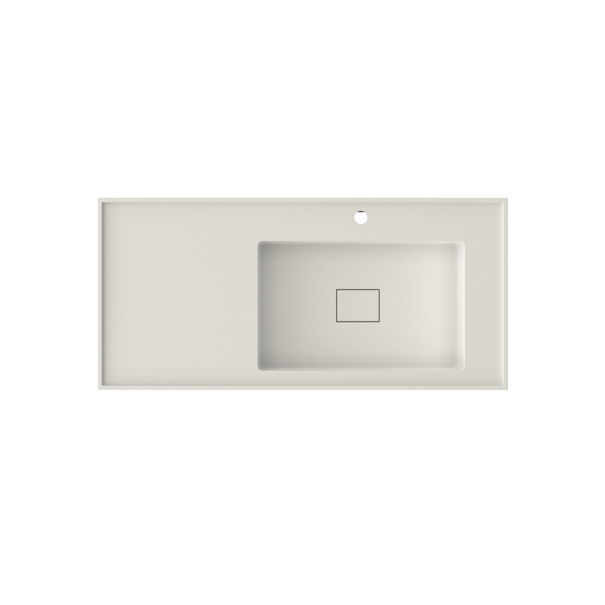 40-inch Solid Surface Wall-Mounted Bathroom Sink with Right Basin & Shelf