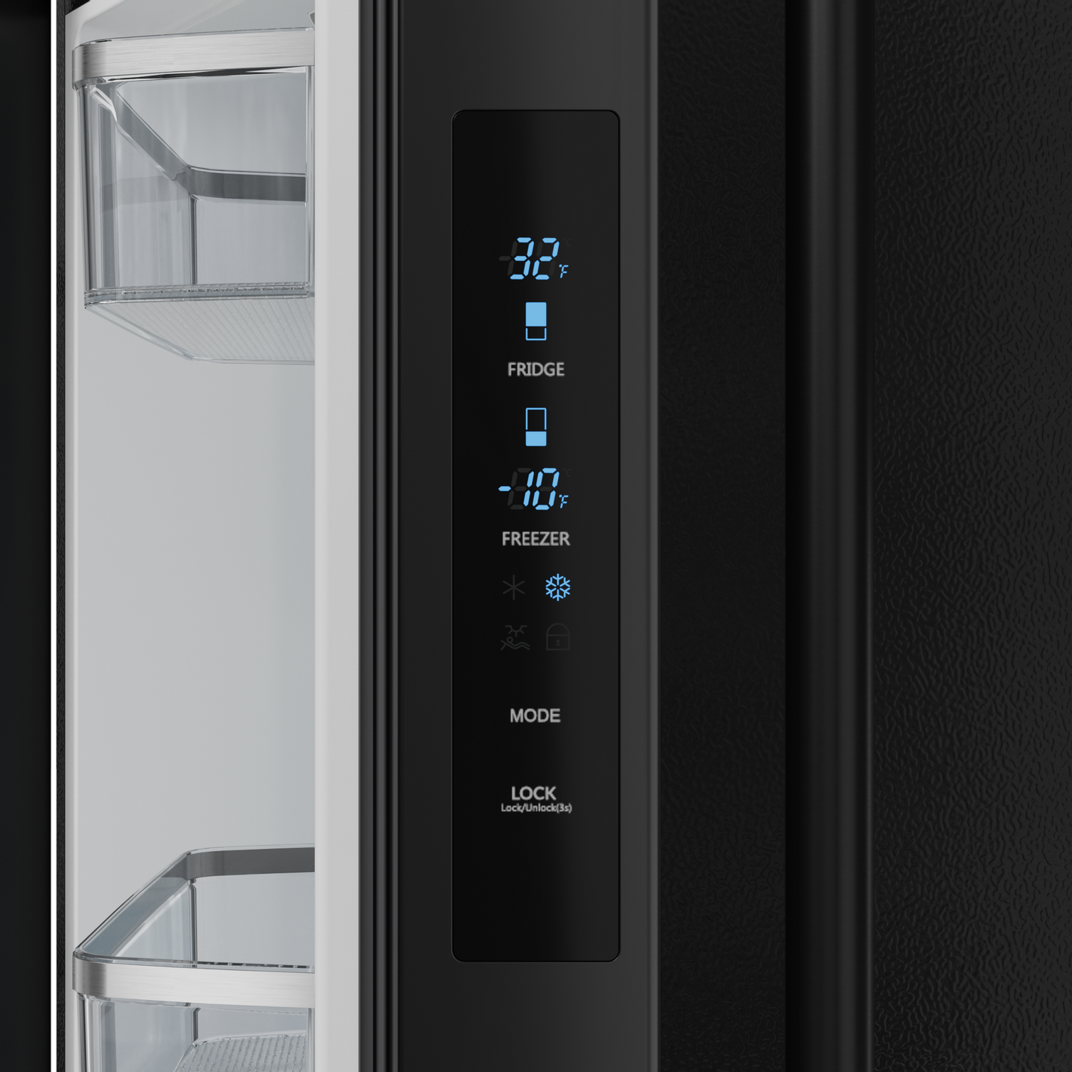 30 Inch 17.5 cu ft French Door Counter Depth Refrigerator with Ice Maker in Black | Gordon Ramsay Series
