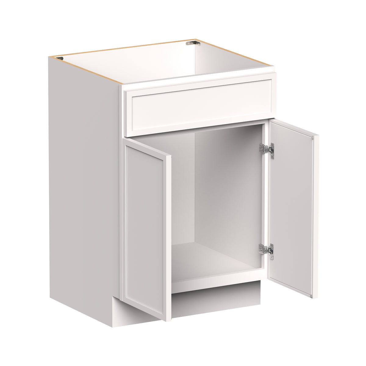 Slim Shaker Alabaster RTA 24"/30"W x 21"D x 34.5"H Vanity Base Cabinet with 2 Doors and 1 False Drawer