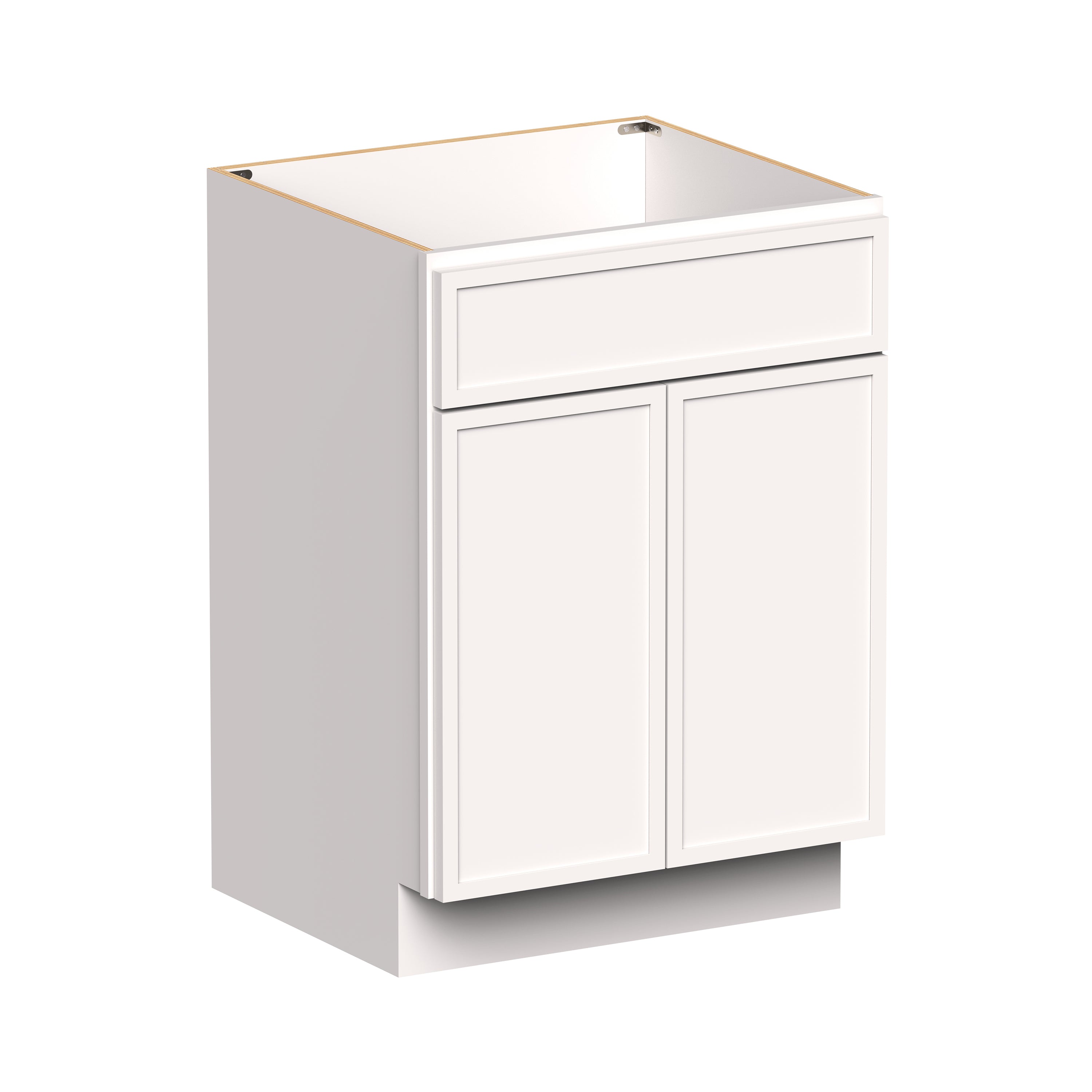 Slim Shaker Alabaster RTA 24"/30"W x 21"D x 34.5"H Vanity Base Cabinet with 2 Doors and 1 False Drawer