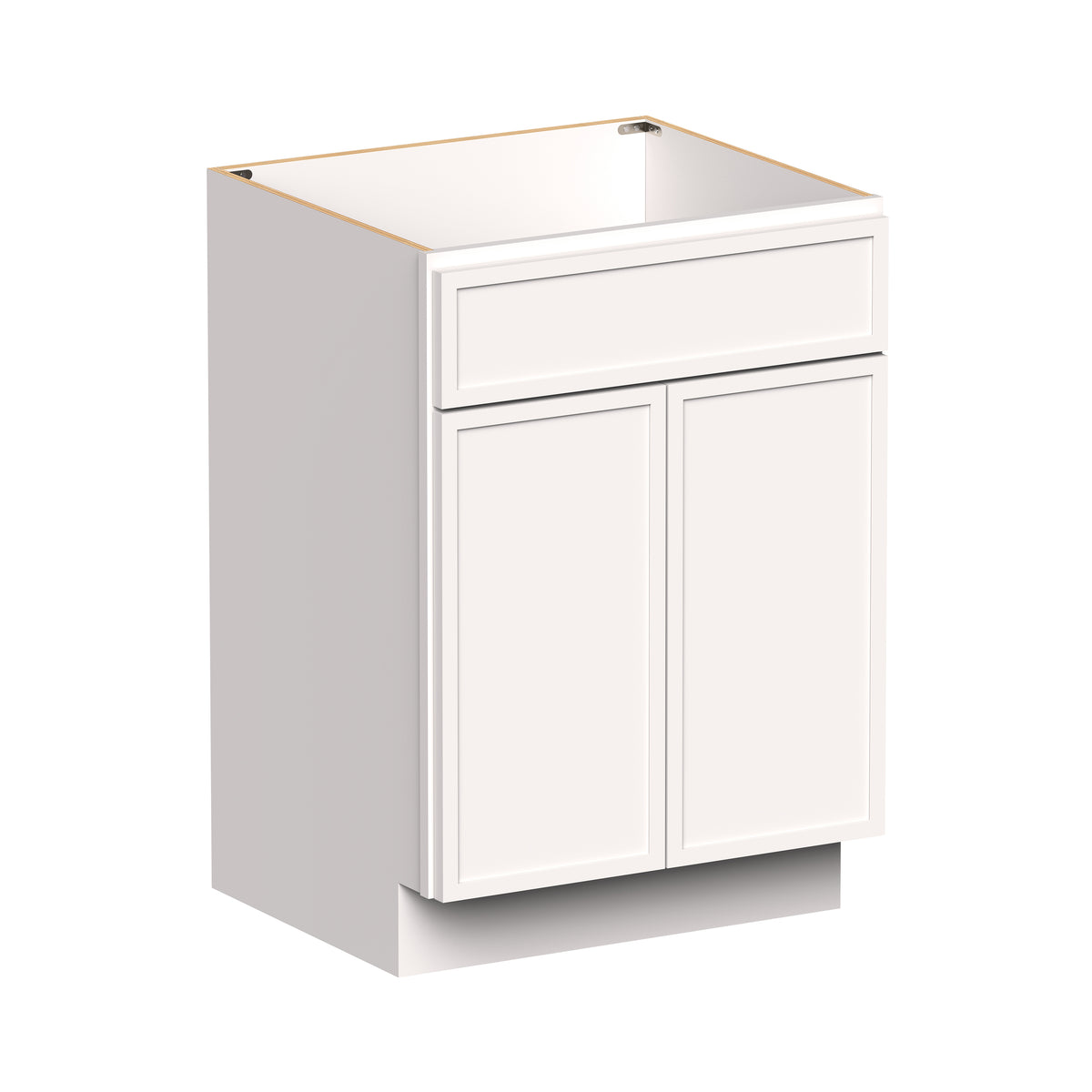 Slim Shaker Alabaster RTA 24"/30"W x 21"D x 34.5"H Vanity Base Cabinet with 2 Doors and 1 False Drawer