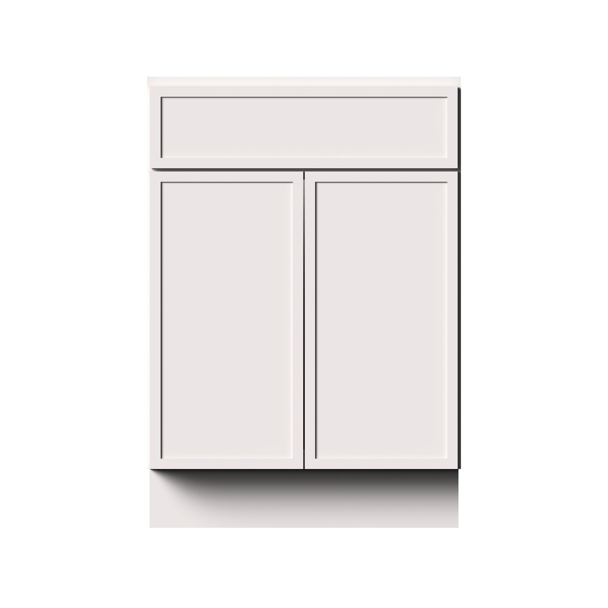 Slim Shaker Alabaster RTA 24"/30"W x 21"D x 34.5"H Vanity Base Cabinet with 2 Doors and 1 False Drawer