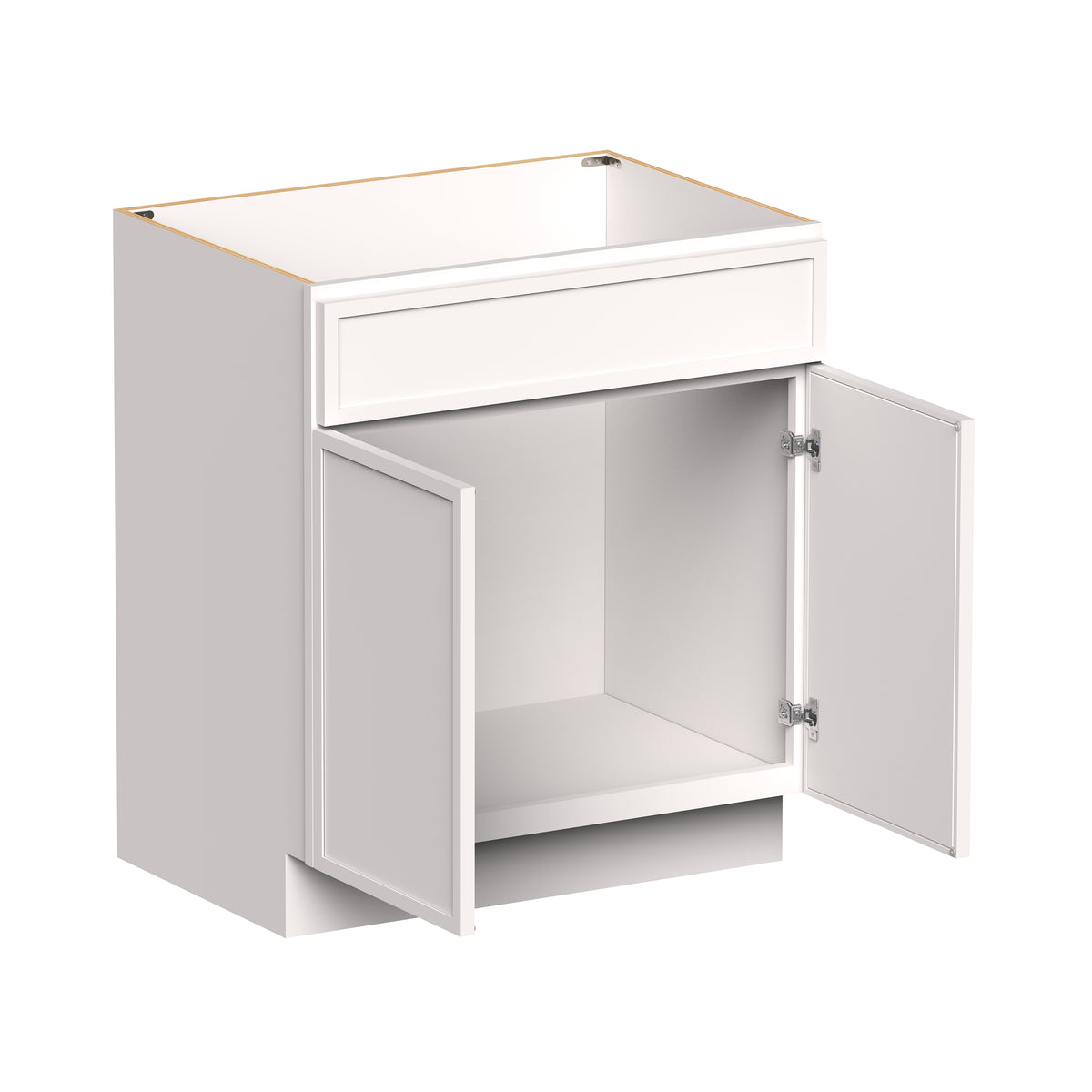 Slim Shaker Alabaster RTA 24"/30"W x 21"D x 34.5"H Vanity Base Cabinet with 2 Doors and 1 False Drawer