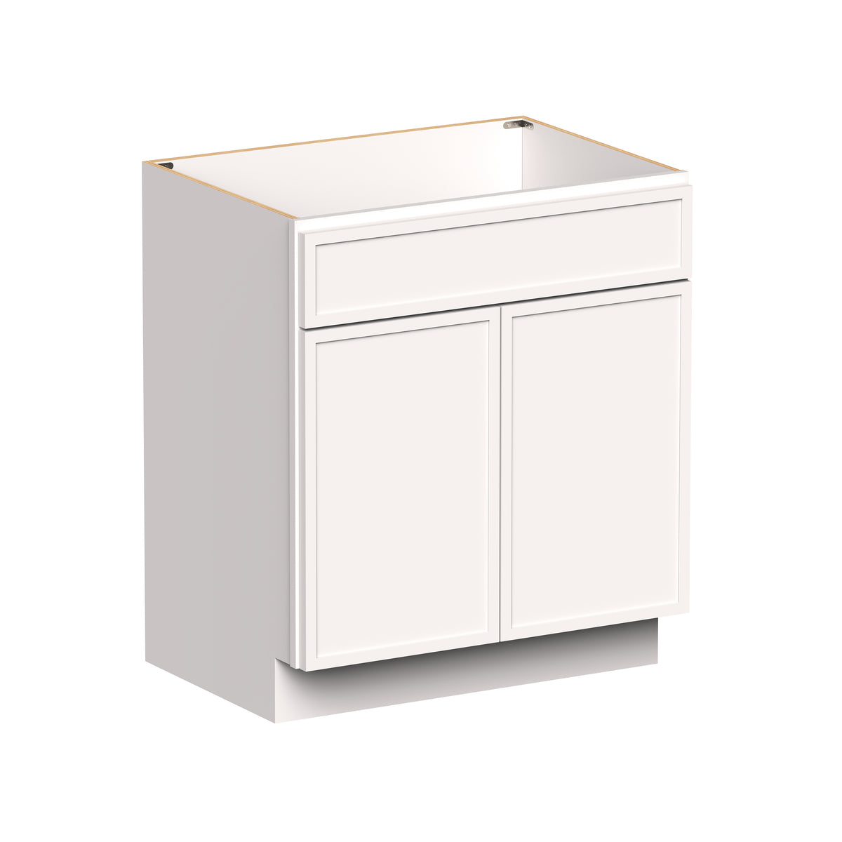 Slim Shaker Alabaster RTA 24"/30"W x 21"D x 34.5"H Vanity Base Cabinet with 2 Doors and 1 False Drawer