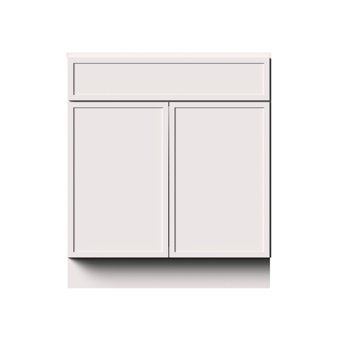 Slim Shaker Alabaster RTA 24"/30"W x 21"D x 34.5"H Vanity Base Cabinet with 2 Doors and 1 False Drawer