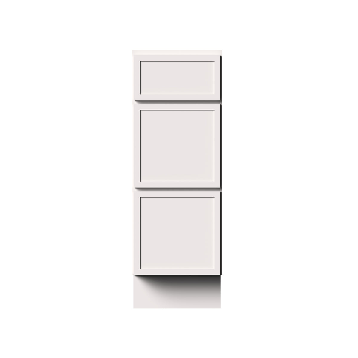 Slim Shaker Alabaster RTA 12"-24"W x 21"D x 34.5"H Vanity Drawer Base Cabinet with 3 Drawers