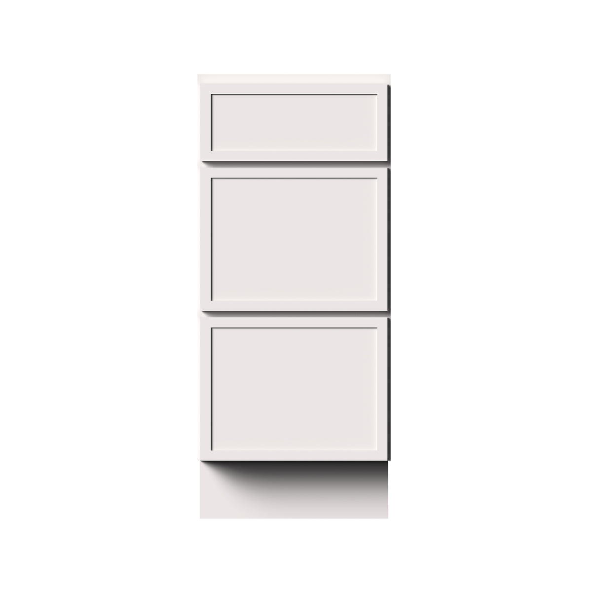Slim Shaker Alabaster RTA 12"-24"W x 21"D x 34.5"H Vanity Drawer Base Cabinet with 3 Drawers