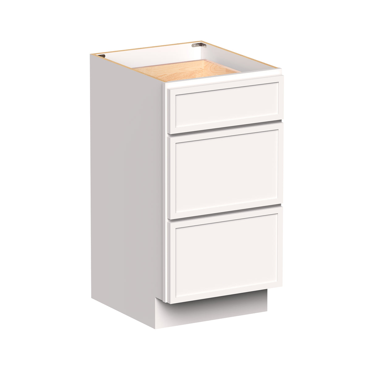 Slim Shaker Alabaster RTA 12"-24"W x 21"D x 34.5"H Vanity Drawer Base Cabinet with 3 Drawers