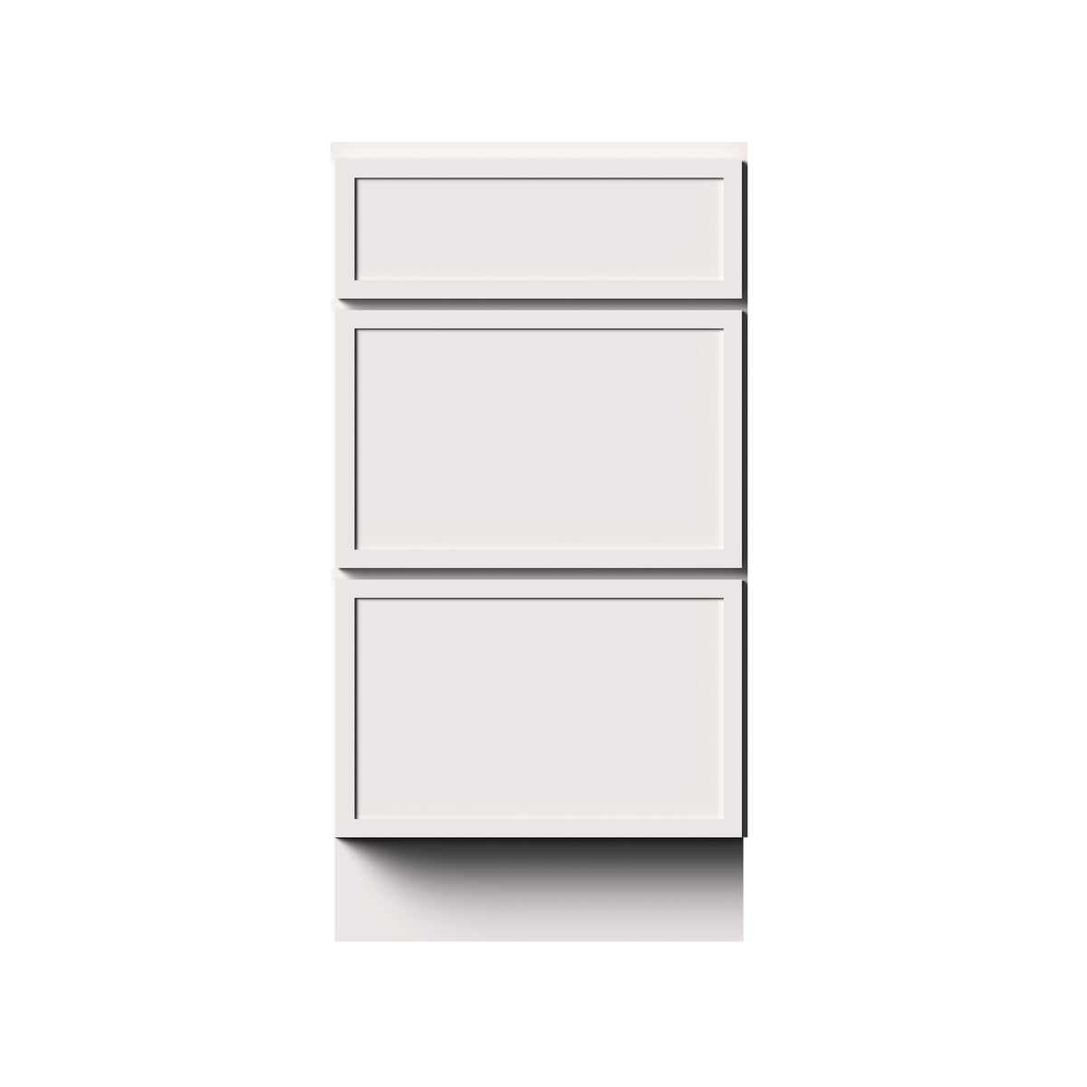 Slim Shaker Alabaster RTA 12"-24"W x 21"D x 34.5"H Vanity Drawer Base Cabinet with 3 Drawers