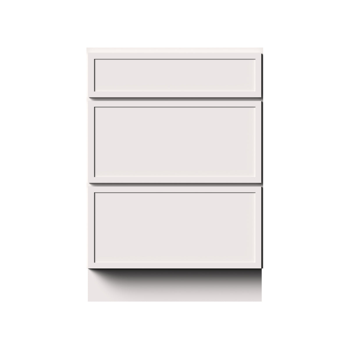 Slim Shaker Alabaster RTA 12"-24"W x 21"D x 34.5"H Vanity Drawer Base Cabinet with 3 Drawers