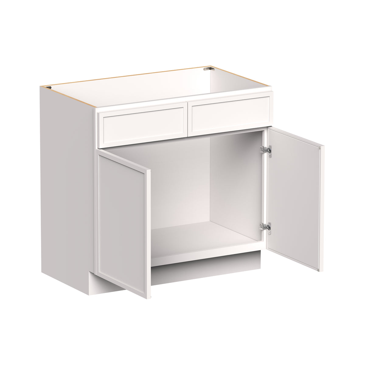 Slim Shaker Alabaster RTA 36"W x 21"D x 34.5"H Vanity Base Cabinet with 2 Doors and 1 False Drawer