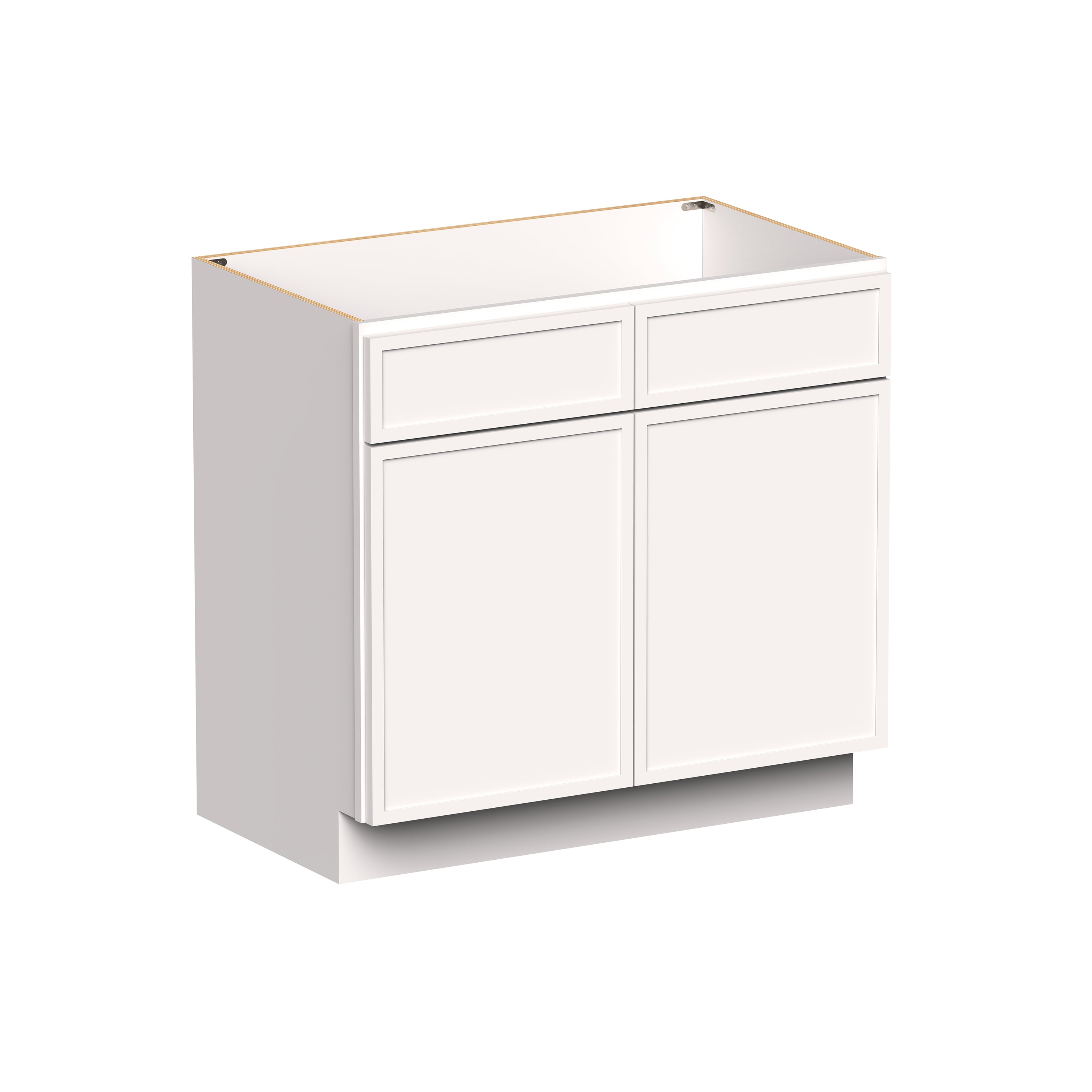 Slim Shaker Alabaster RTA 36"W x 21"D x 34.5"H Vanity Base Cabinet with 2 Doors and 1 False Drawer