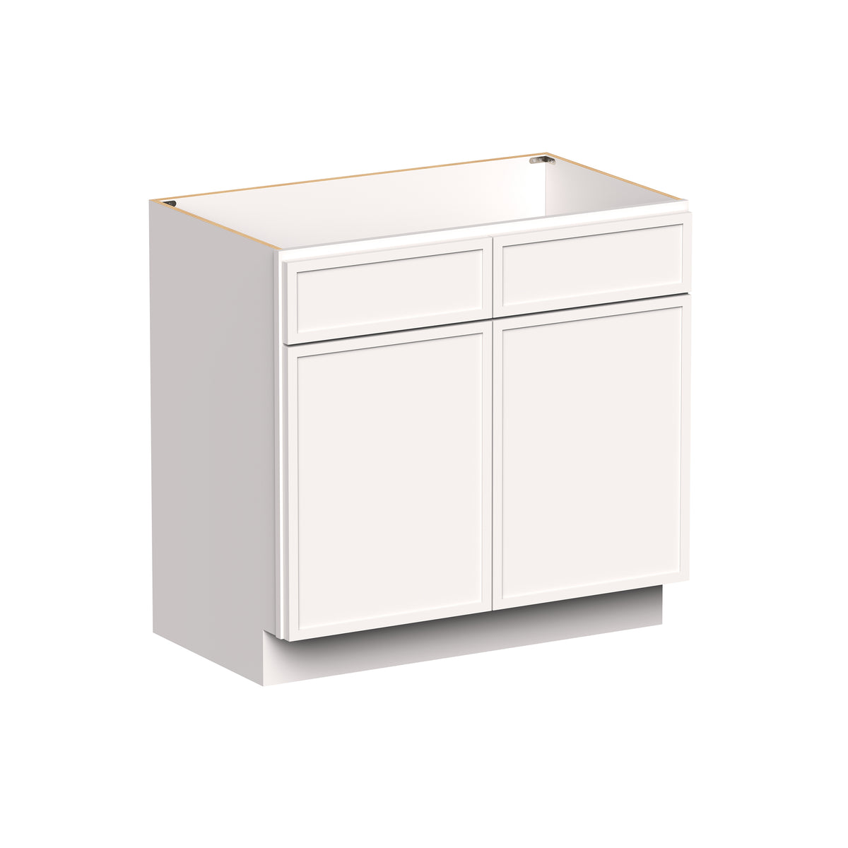 Slim Shaker Alabaster RTA 36"W x 21"D x 34.5"H Vanity Base Cabinet with 2 Doors and 1 False Drawer
