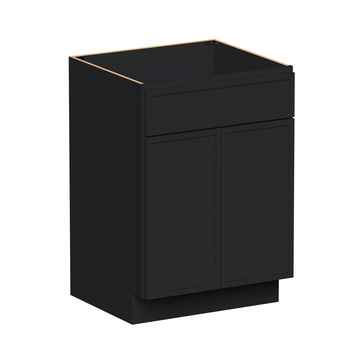Slim Shaker Ebony Black RTA 24"/30"W x 21"D x 34.5"H Vanity Base Cabinet with 2 Doors and 1 False Drawer