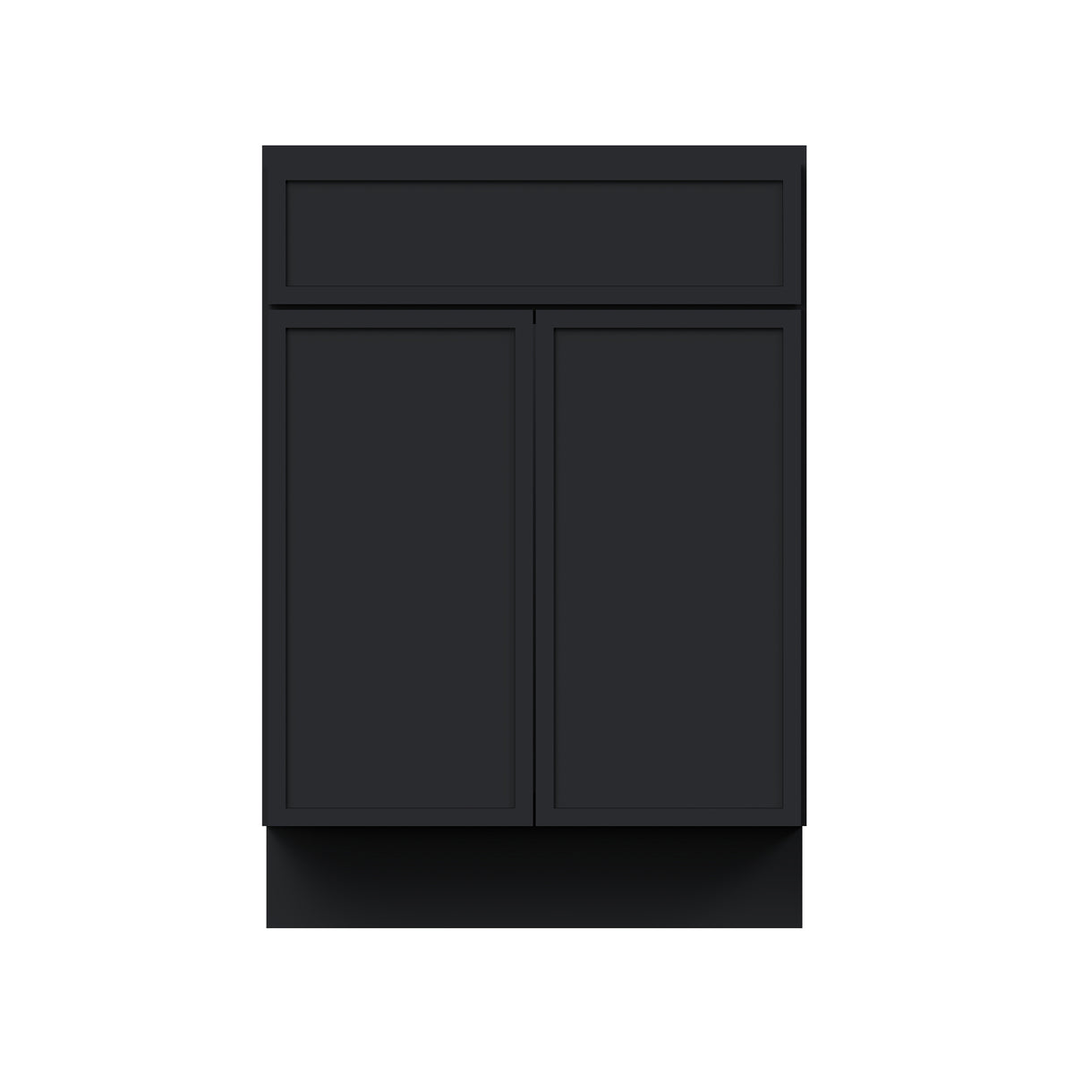 Slim Shaker Ebony Black RTA 24"/30"W x 21"D x 34.5"H Vanity Base Cabinet with 2 Doors and 1 False Drawer