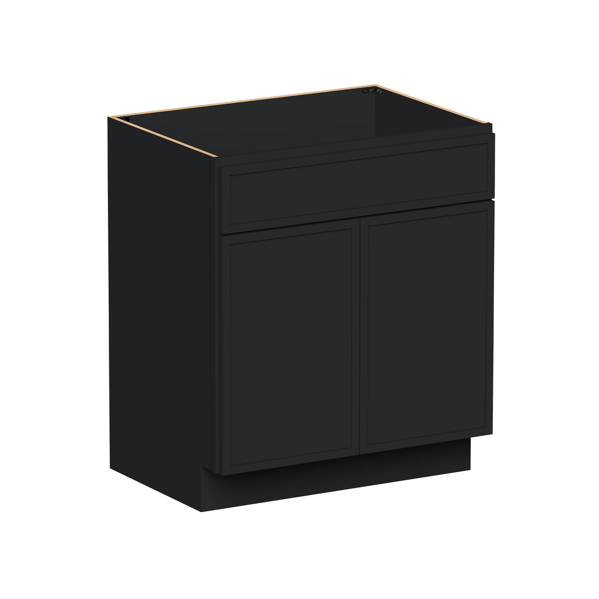 Slim Shaker Ebony Black RTA 24"/30"W x 21"D x 34.5"H Vanity Base Cabinet with 2 Doors and 1 False Drawer