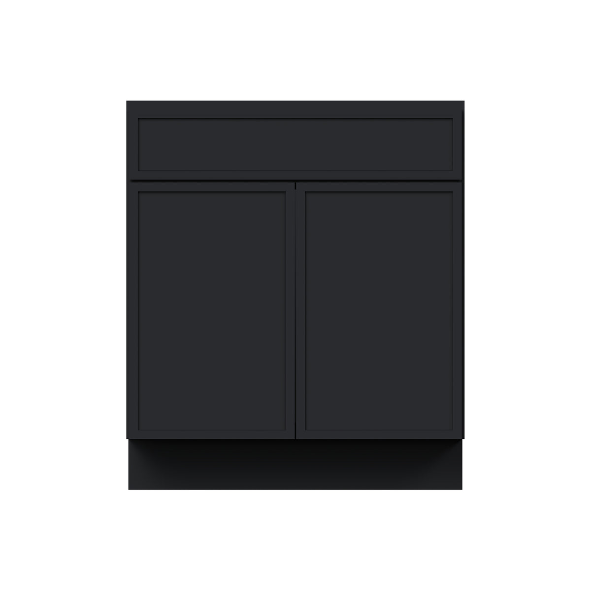 Slim Shaker Ebony Black RTA 24"/30"W x 21"D x 34.5"H Vanity Base Cabinet with 2 Doors and 1 False Drawer