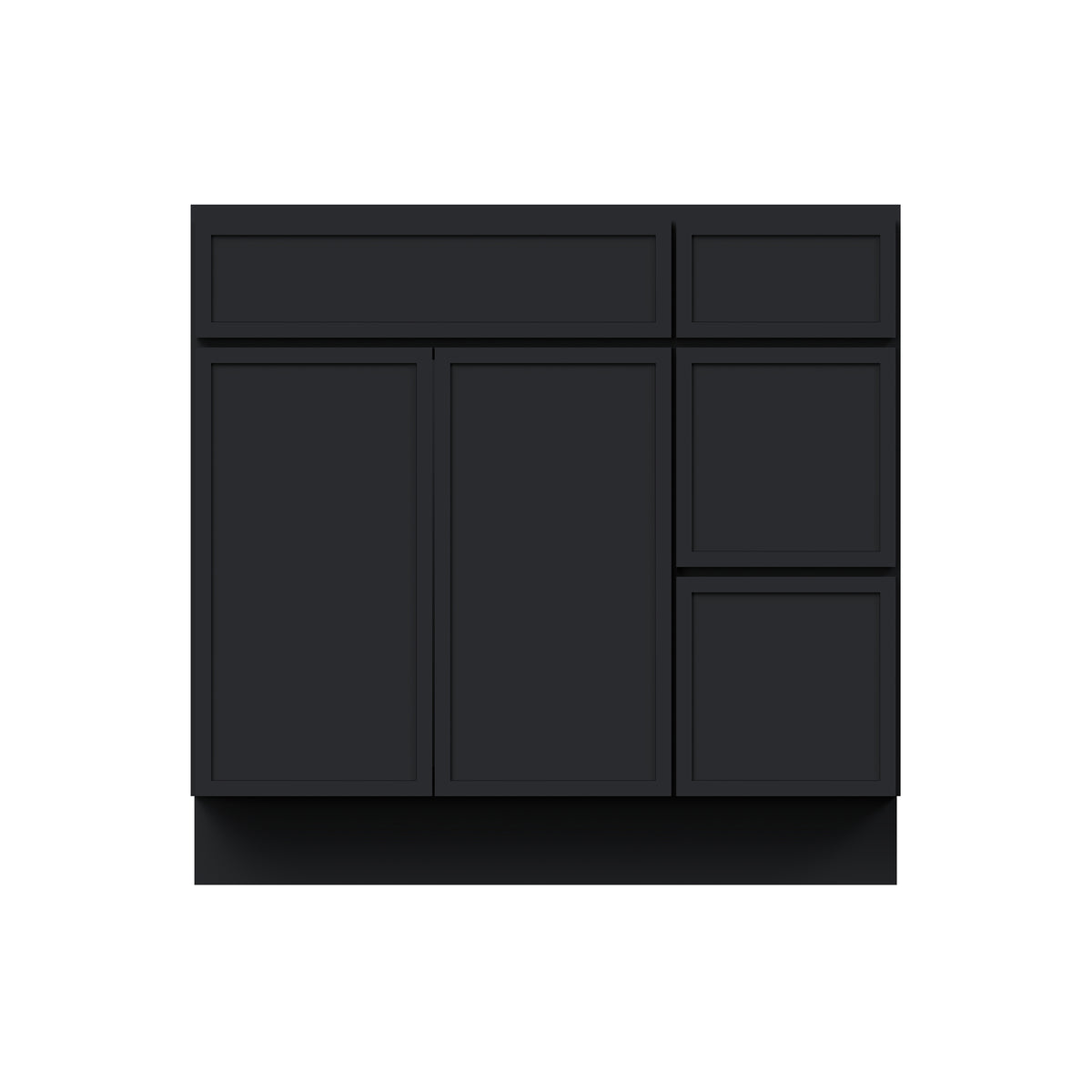 Slim Shaker Ebony Black RTA 36"W x 21"D x 34.5"H Vanity Base Cabinet with 2 Doors and 2 Right Drawers