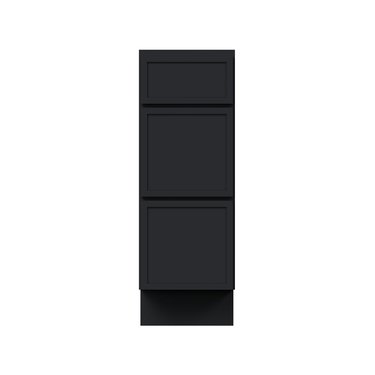 Slim Shaker Ebony Black RTA 12"-24"W x 21"D x 34.5"H Vanity Drawer Base Cabinet with 3 Drawers